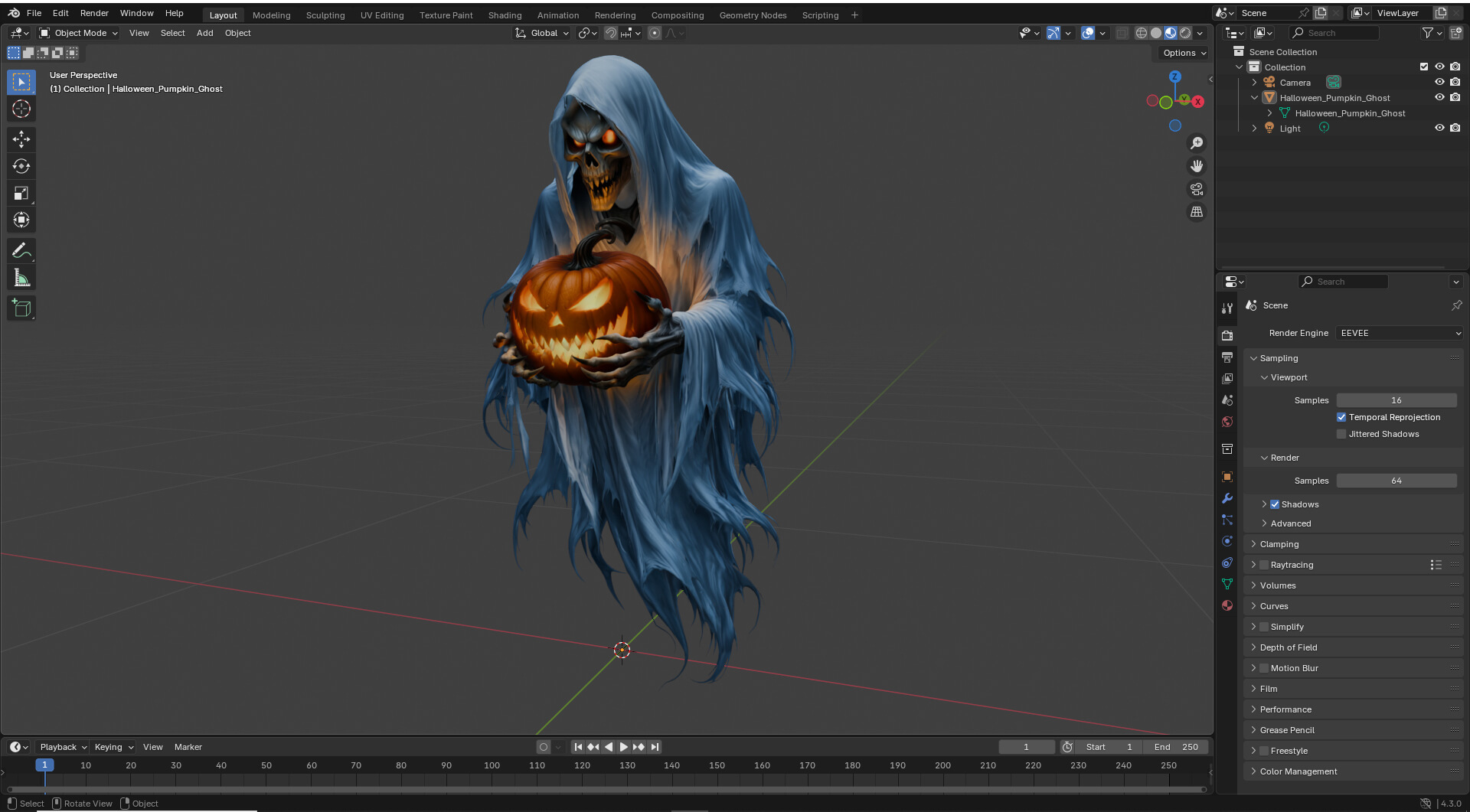 Halloween Pumpkin Ghost Low-Poly 3D Model 3D Model