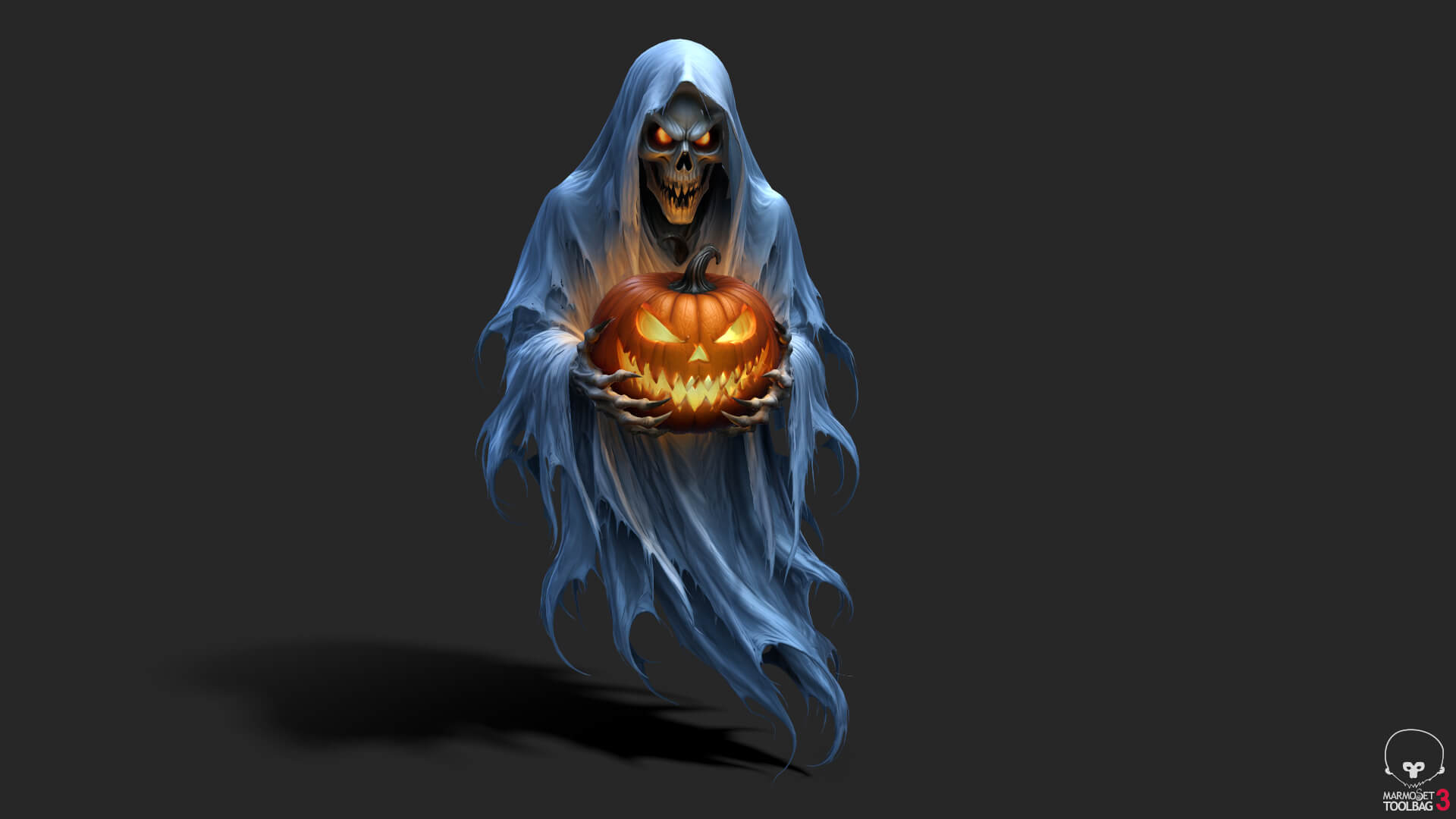 Halloween Pumpkin Ghost Low-Poly 3D Model 3D Model