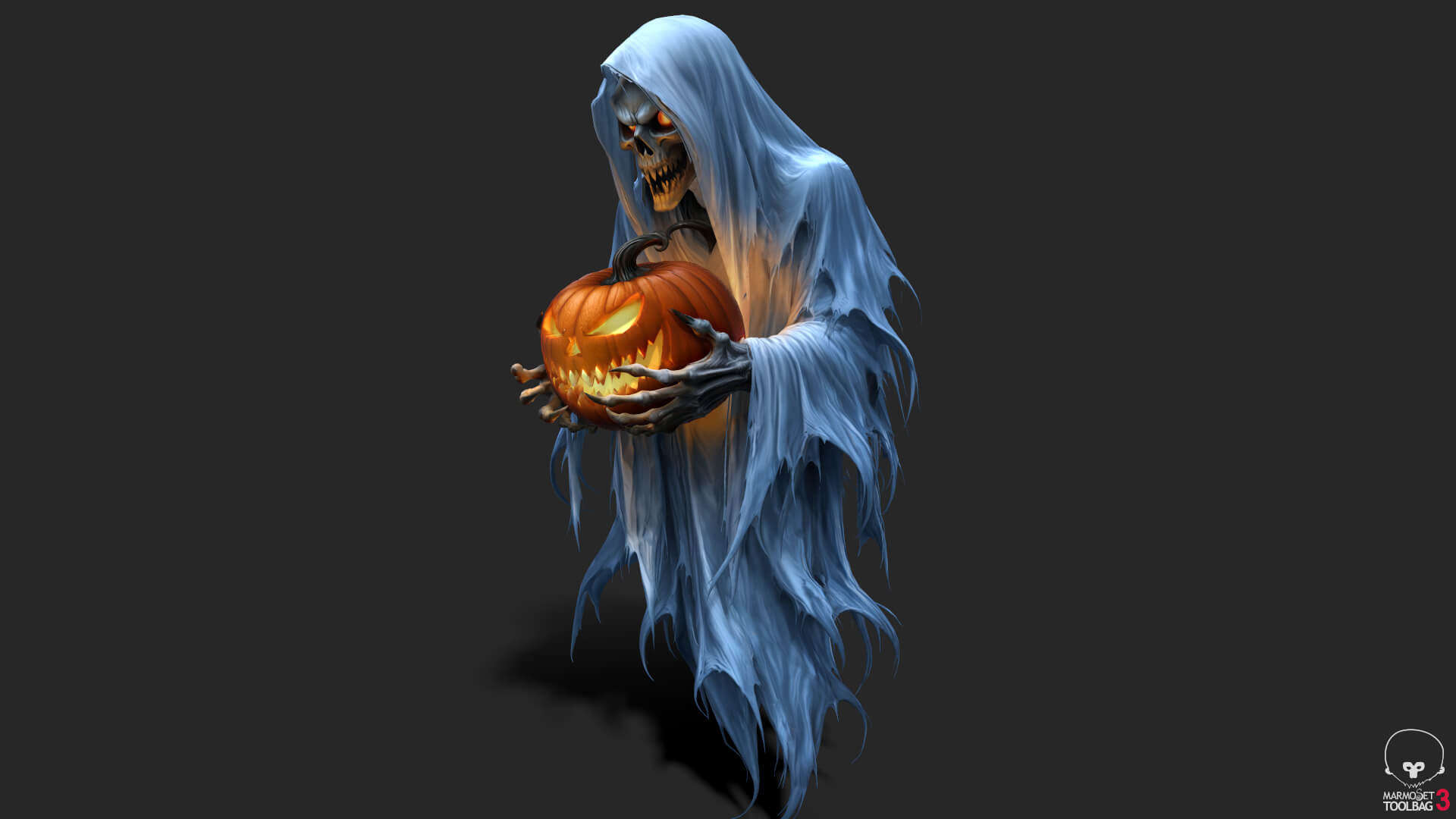 Halloween Pumpkin Ghost Low-Poly 3D Model 3D Model