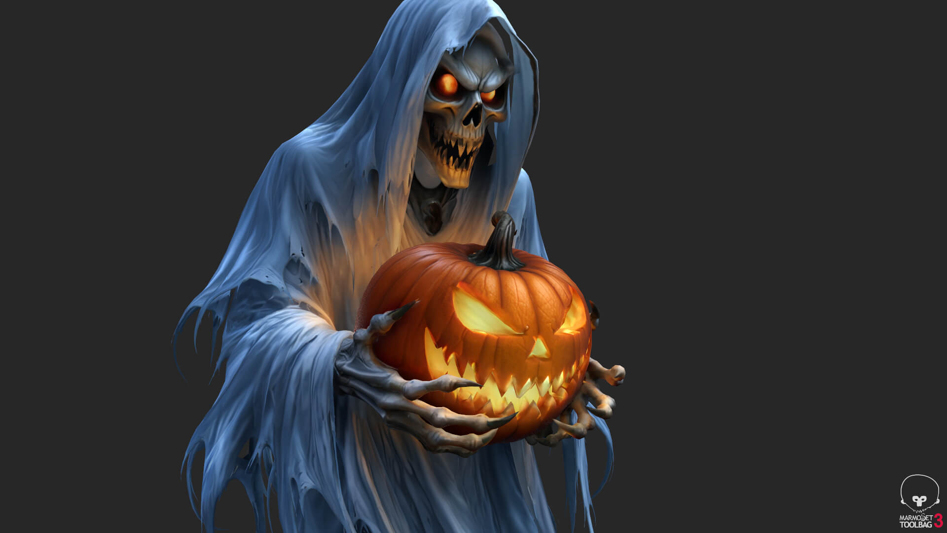 Halloween Pumpkin Ghost Low-Poly 3D Model 3D Model