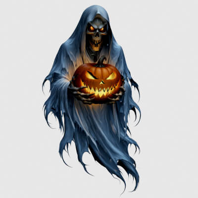 Halloween Pumpkin Ghost Low-Poly 3D Model