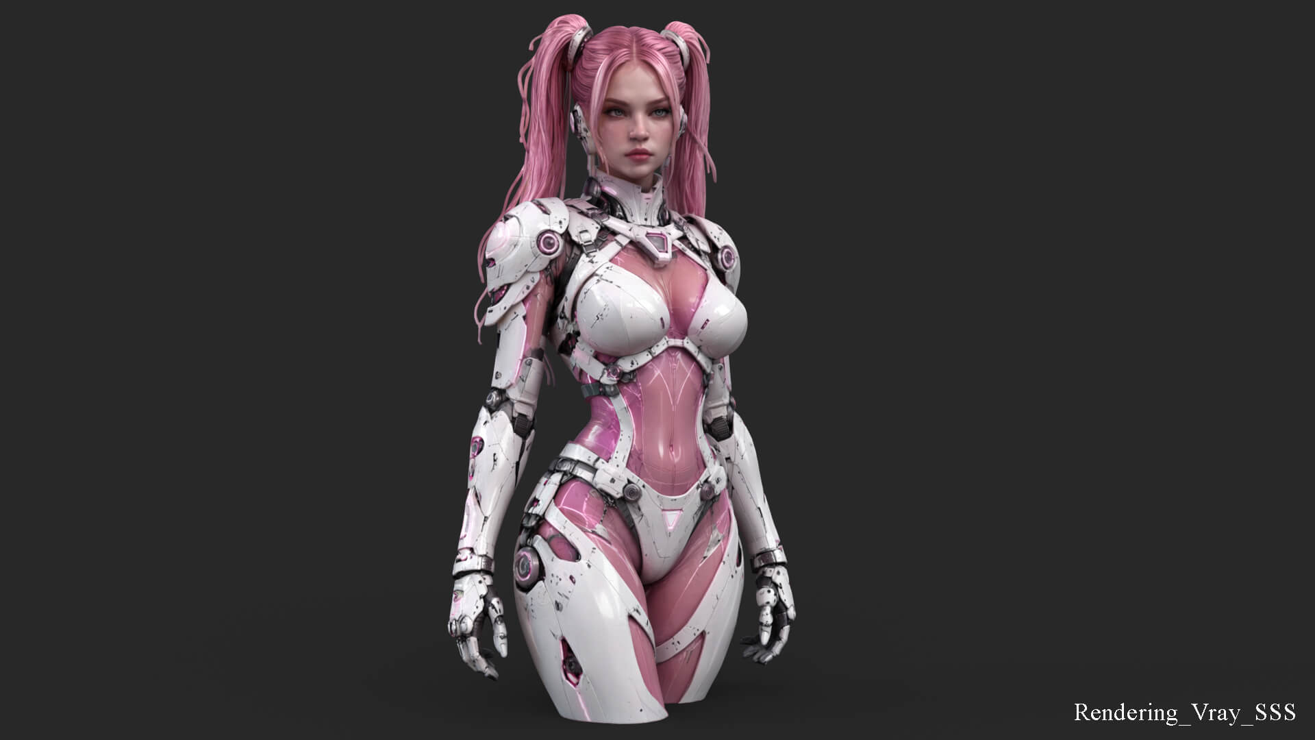 Pink Cyborg Female High-Detail 3D Model 3D Model
