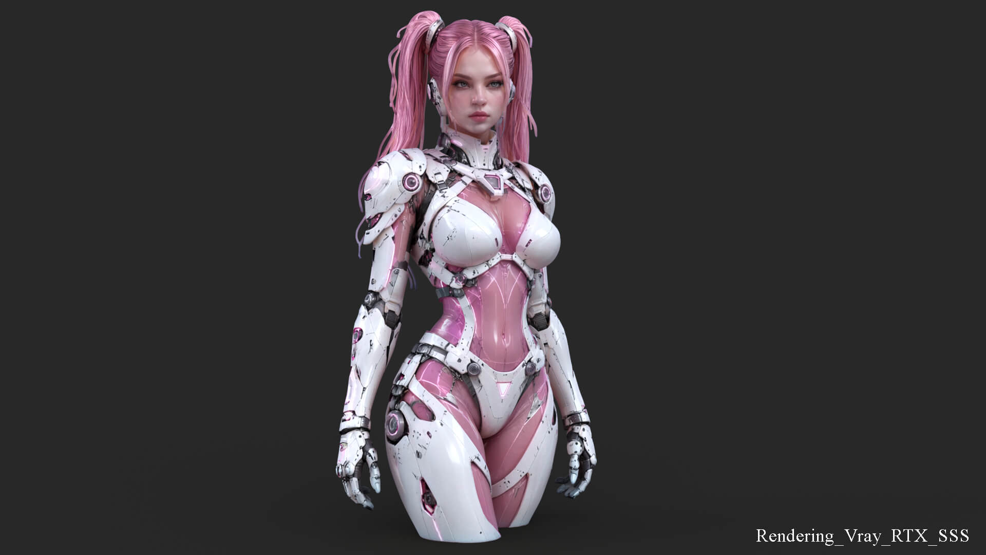 Pink Cyborg Female High-Detail 3D Model 3D Model
