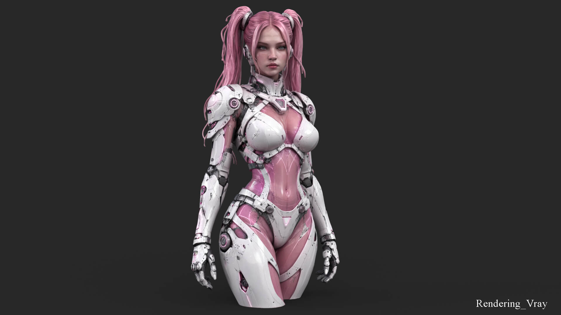 Pink Cyborg Female High-Detail 3D Model 3D Model