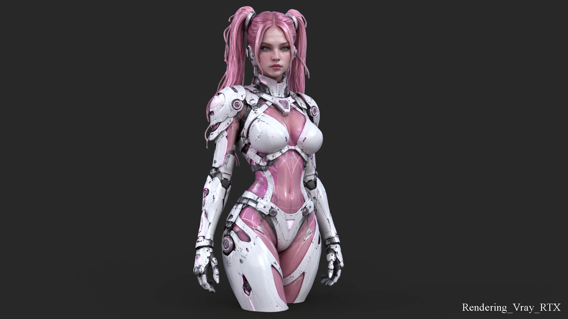 Pink Cyborg Female High-Detail 3D Model 3D Model