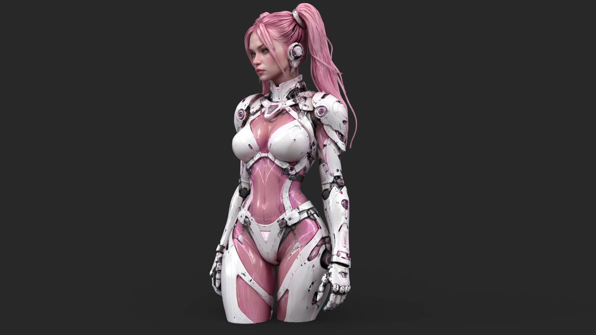 Pink Cyborg Female High-Detail 3D Model 3D Model