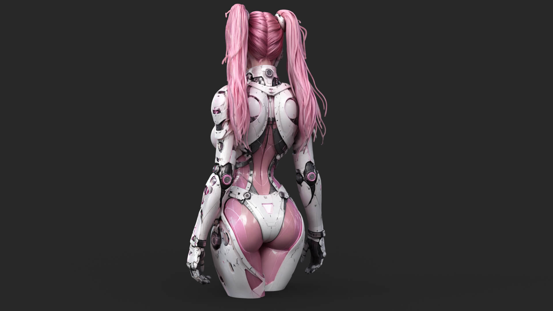 Pink Cyborg Female High-Detail 3D Model 3D Model