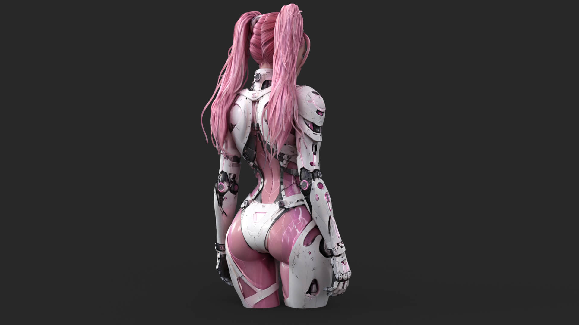 Pink Cyborg Female High-Detail 3D Model 3D Model