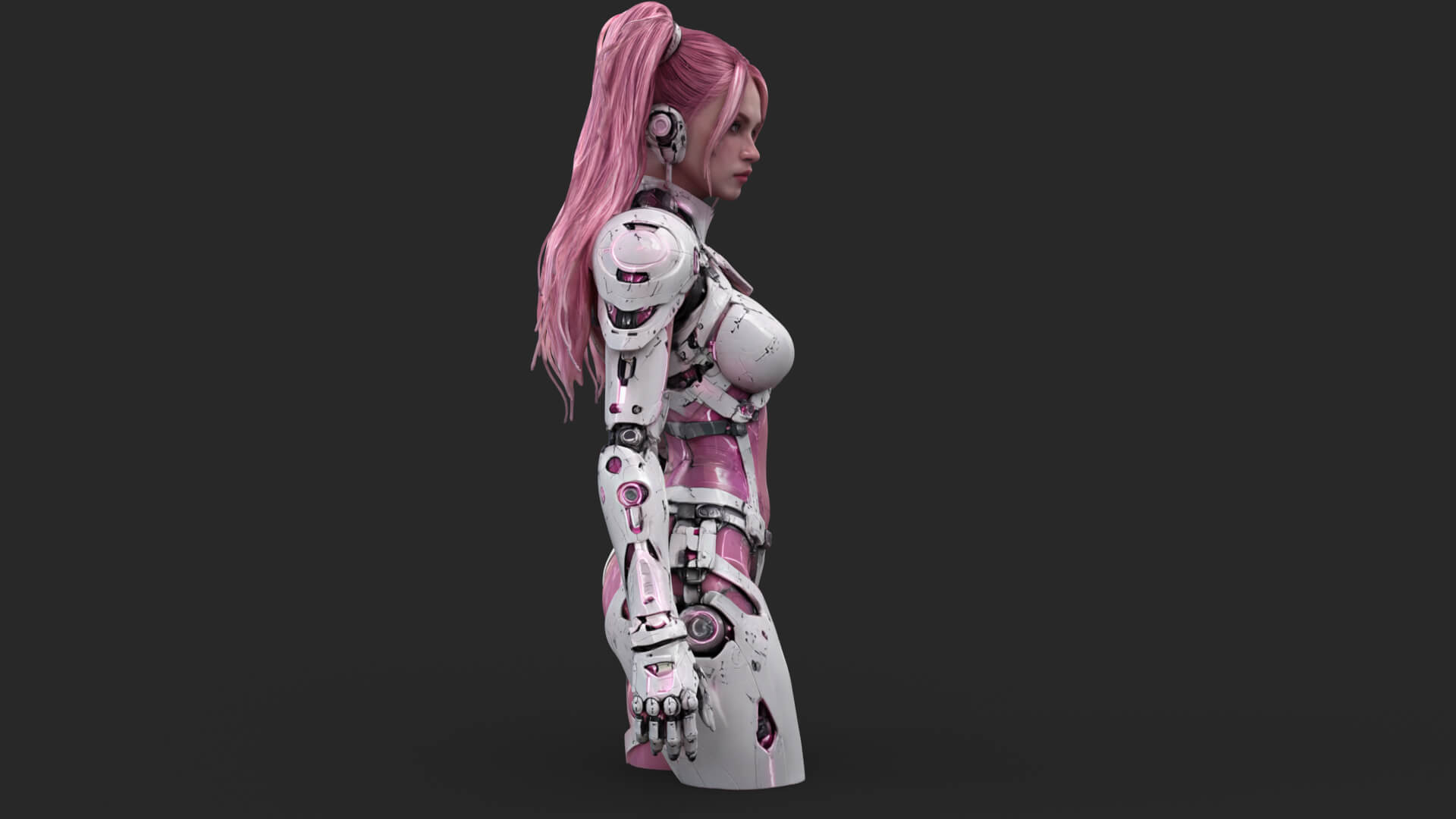 Pink Cyborg Female High-Detail 3D Model 3D Model
