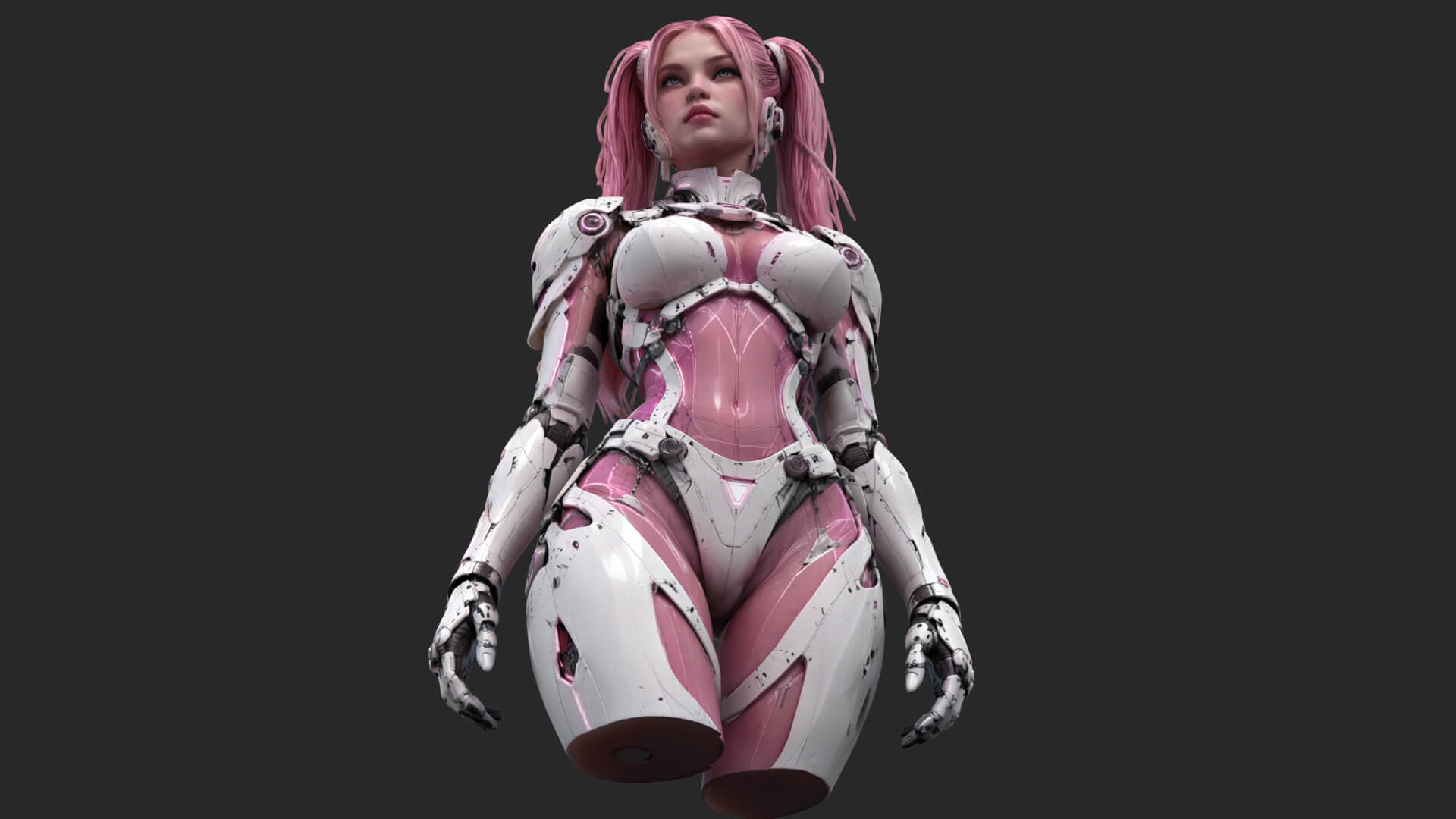 Pink Cyborg Female High-Detail 3D Model 3D Model
