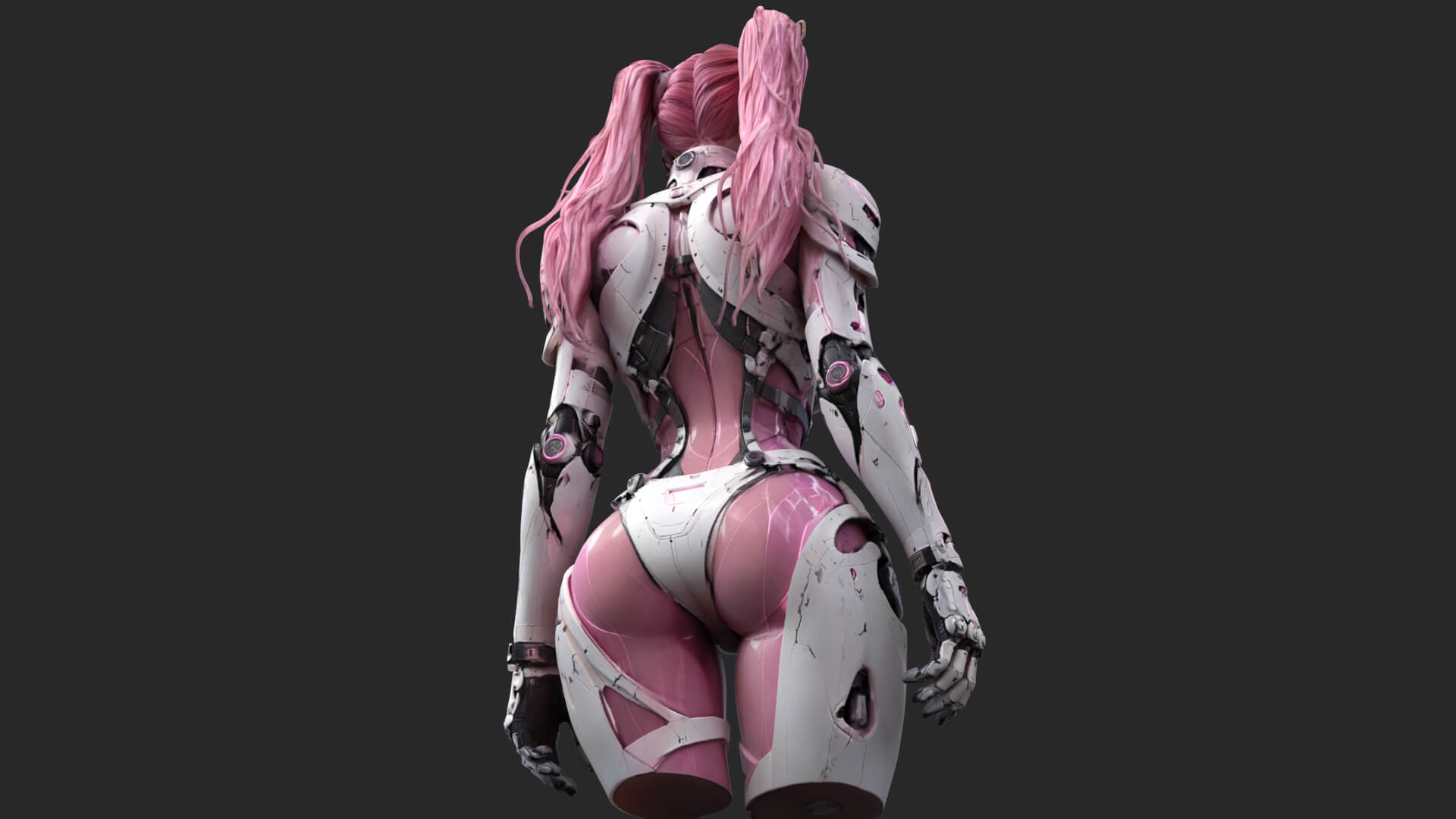 Pink Cyborg Female High-Detail 3D Model 3D Model