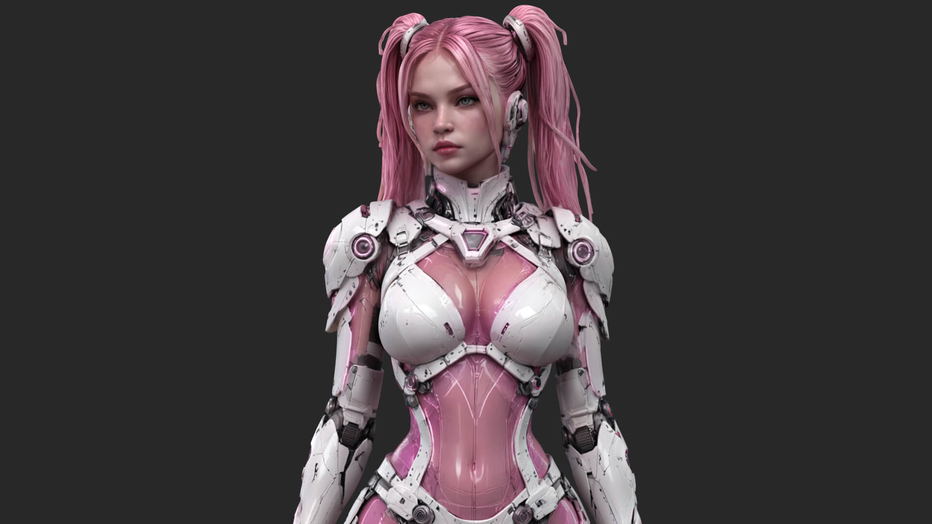 Pink Cyborg Female High-Detail 3D Model 3D Model