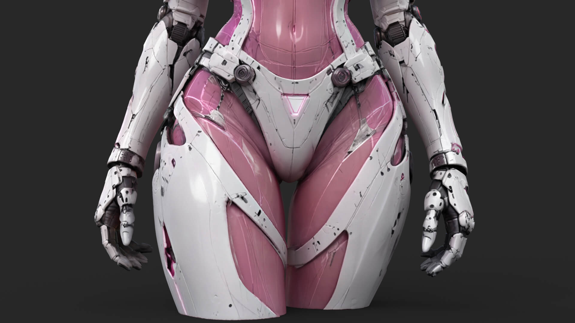 Pink Cyborg Female High-Detail 3D Model 3D Model