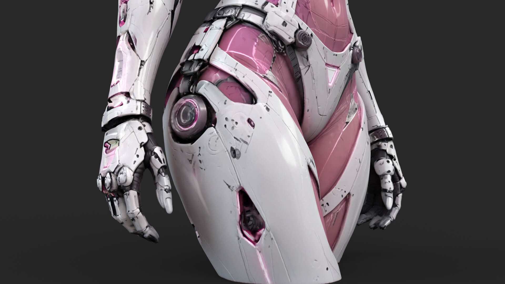 Pink Cyborg Female High-Detail 3D Model 3D Model