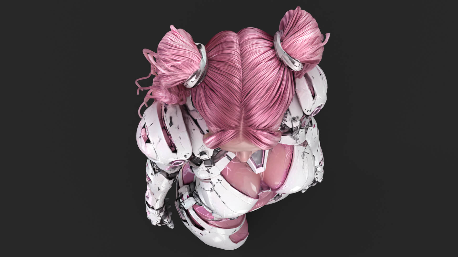 Pink Cyborg Female High-Detail 3D Model 3D Model