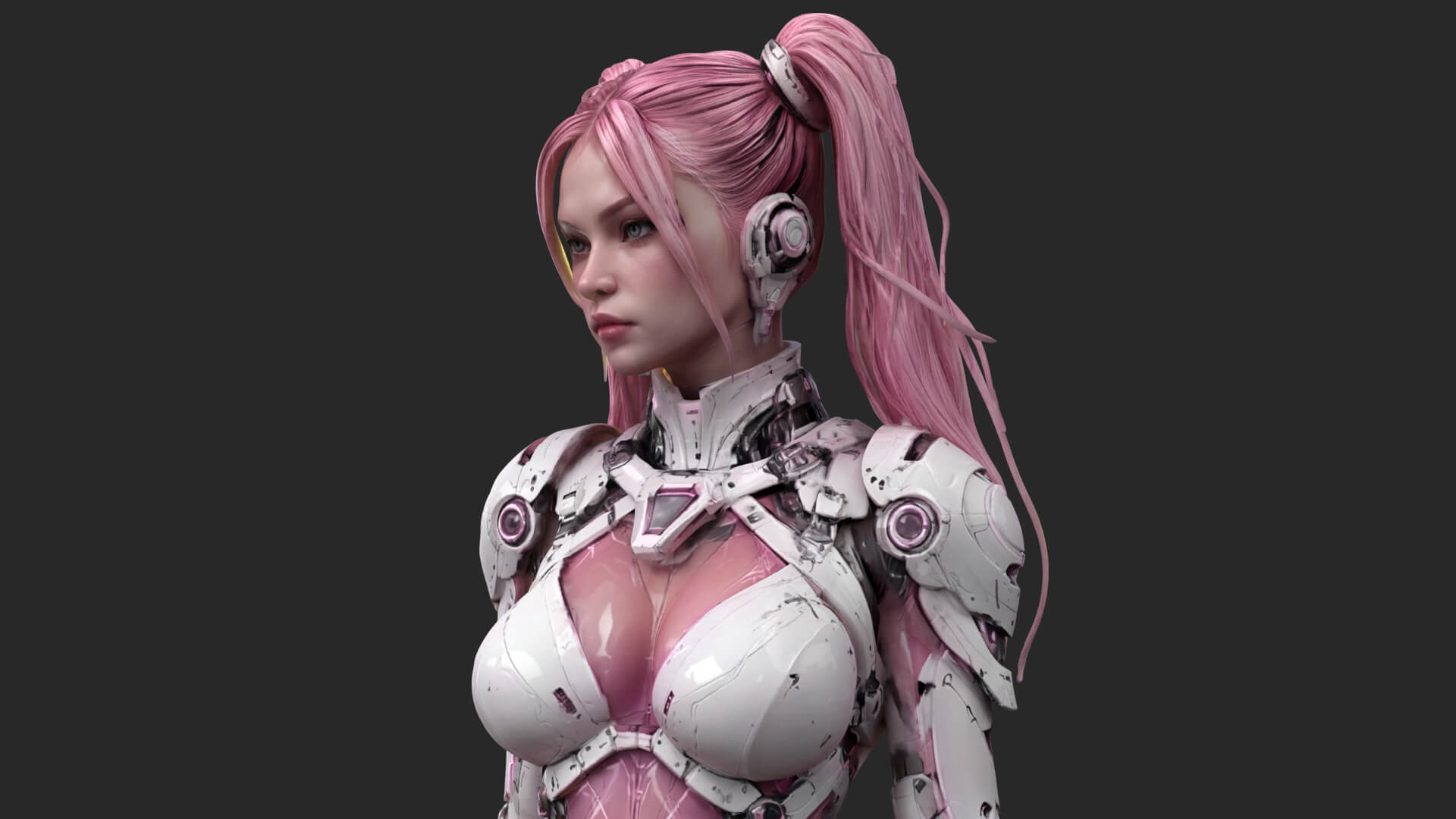 Pink Cyborg Female High-Detail 3D Model 3D Model