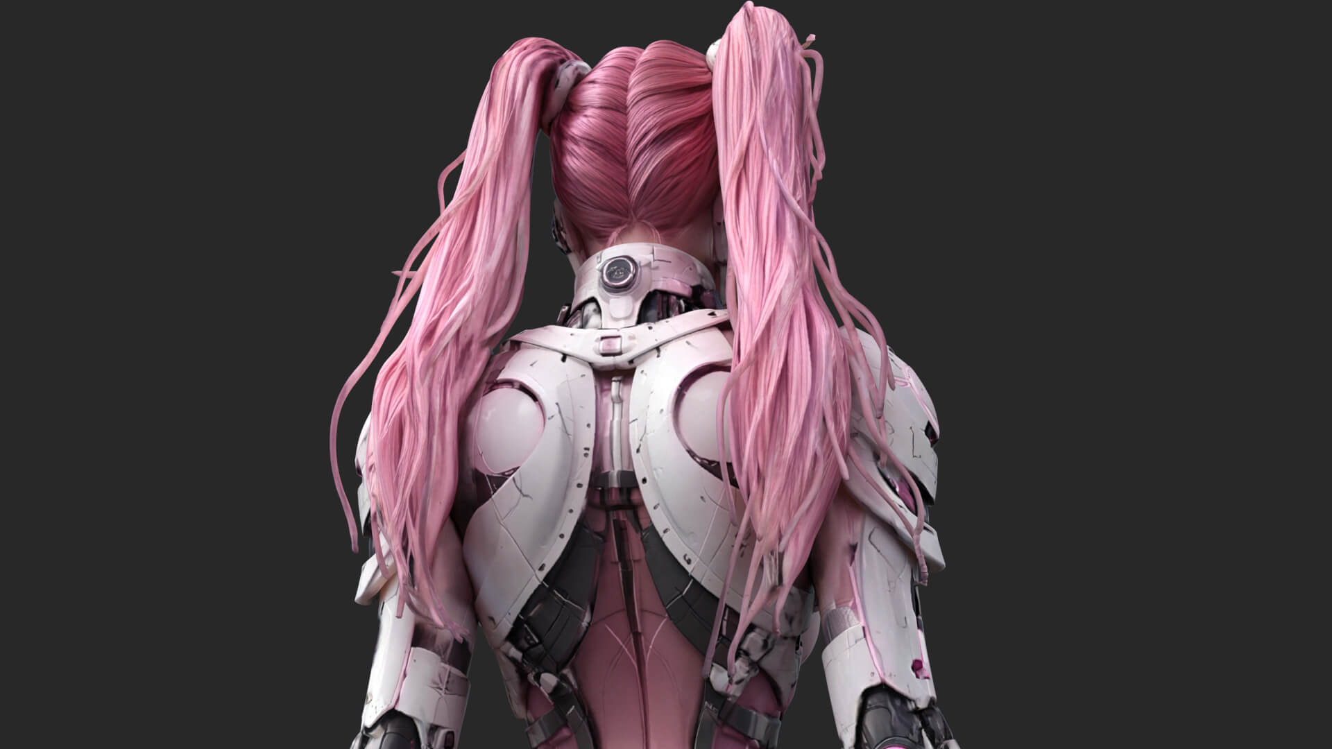 Pink Cyborg Female High-Detail 3D Model 3D Model