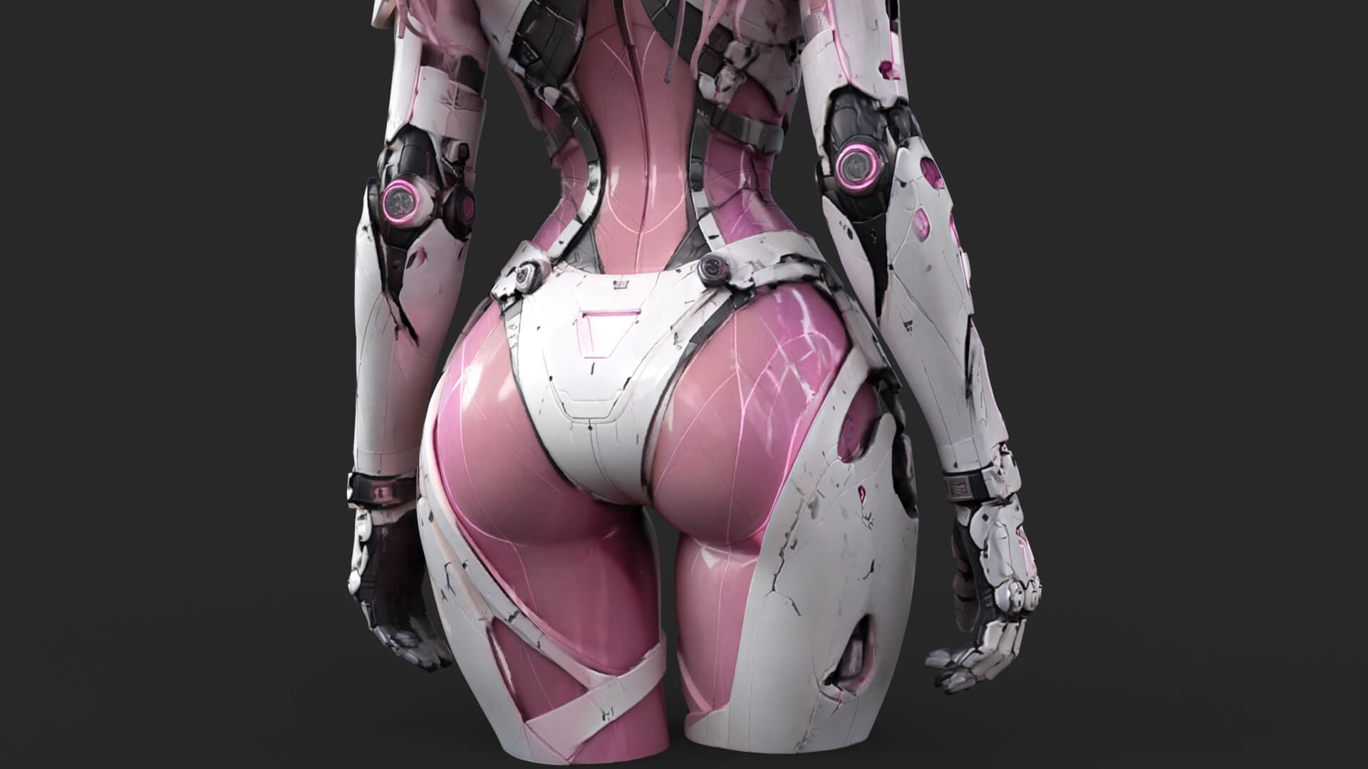 Pink Cyborg Female High-Detail 3D Model 3D Model
