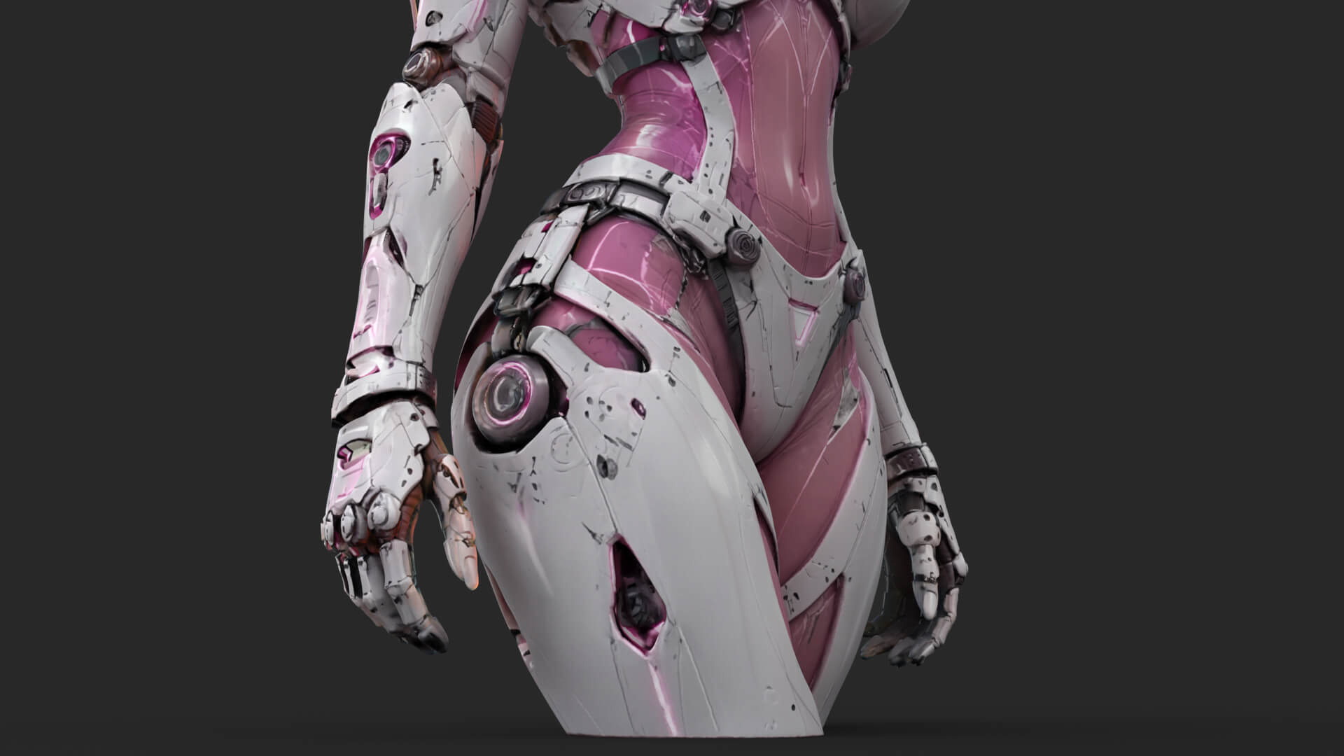 Pink Cyborg Female High-Detail 3D Model 3D Model