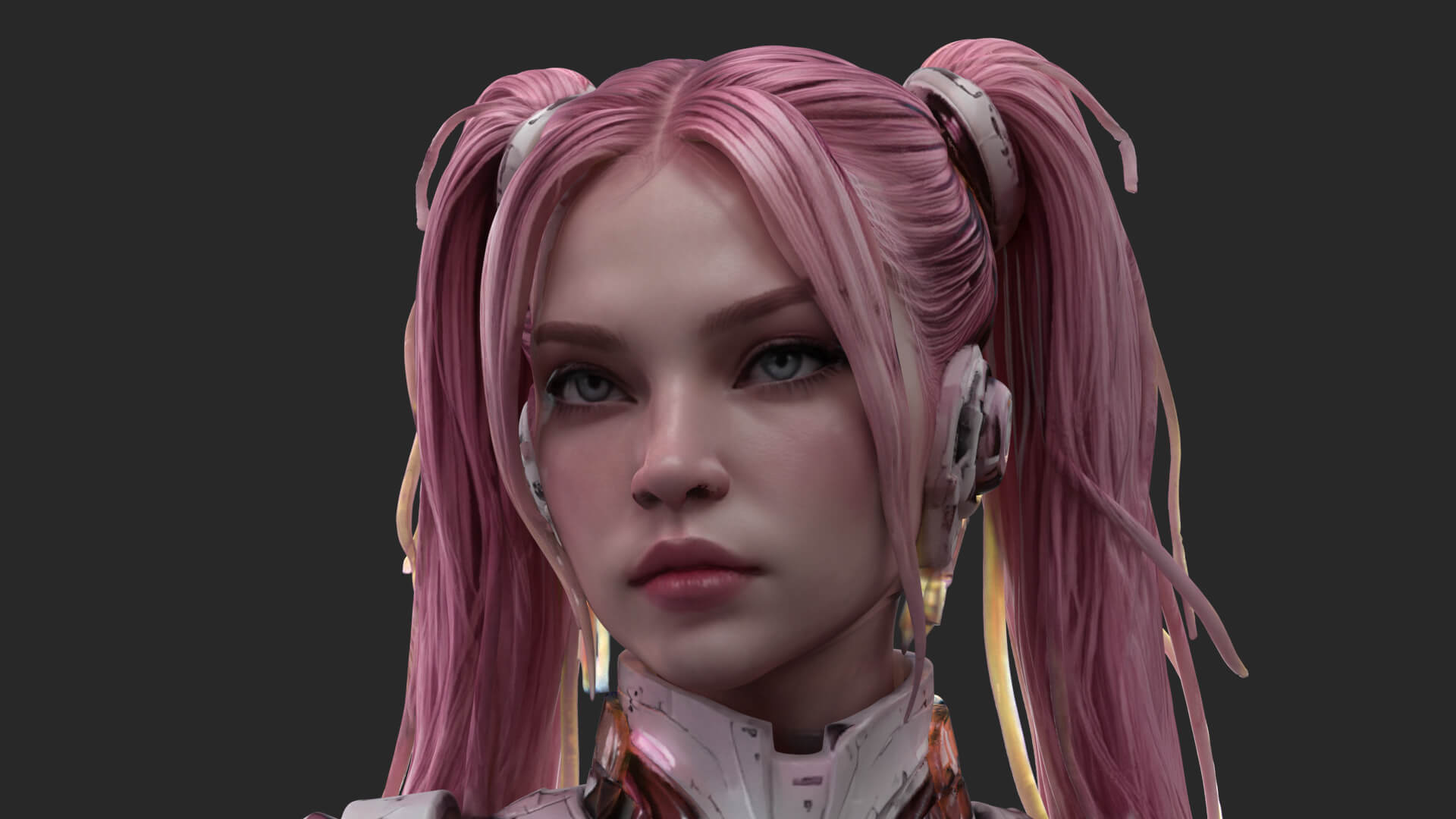 Pink Cyborg Female High-Detail 3D Model 3D Model