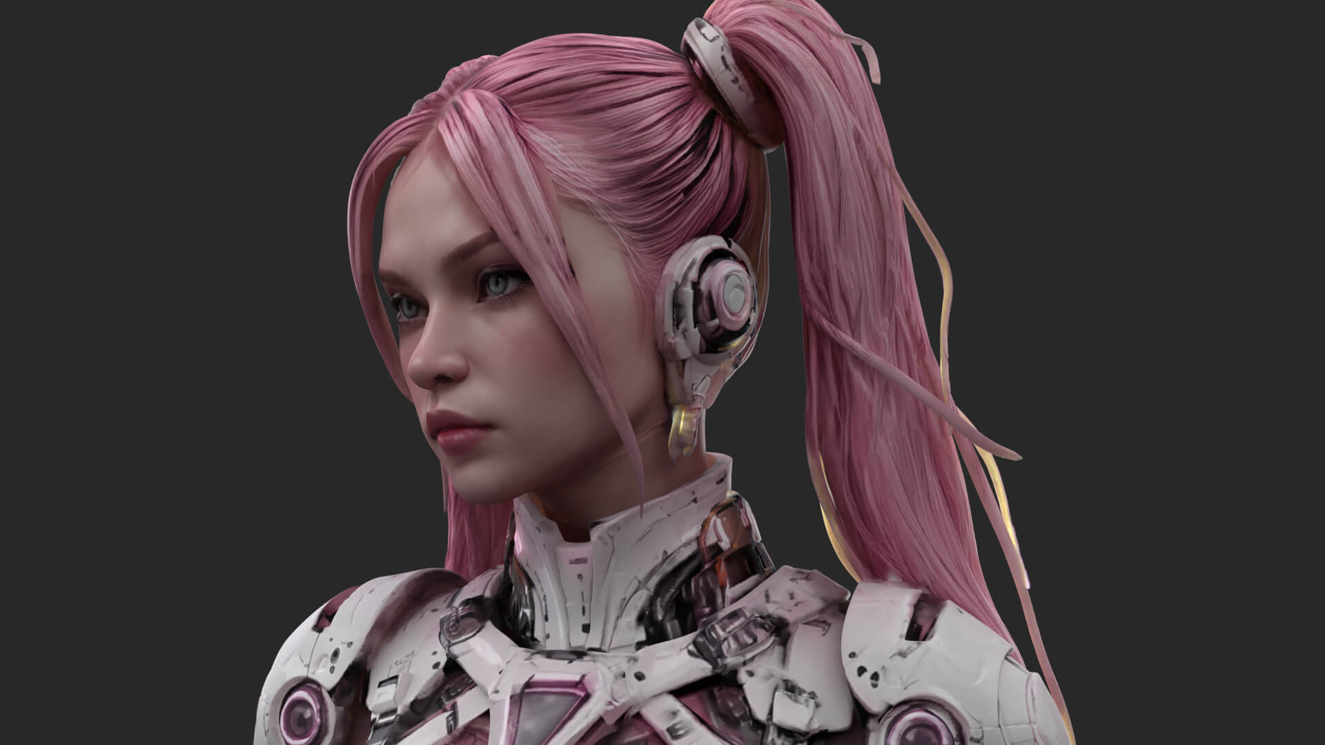 Pink Cyborg Female High-Detail 3D Model 3D Model