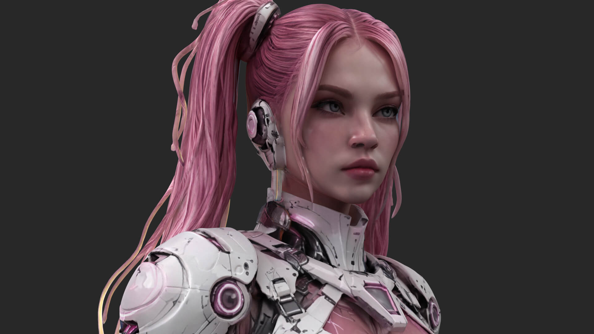 Pink Cyborg Female High-Detail 3D Model 3D Model