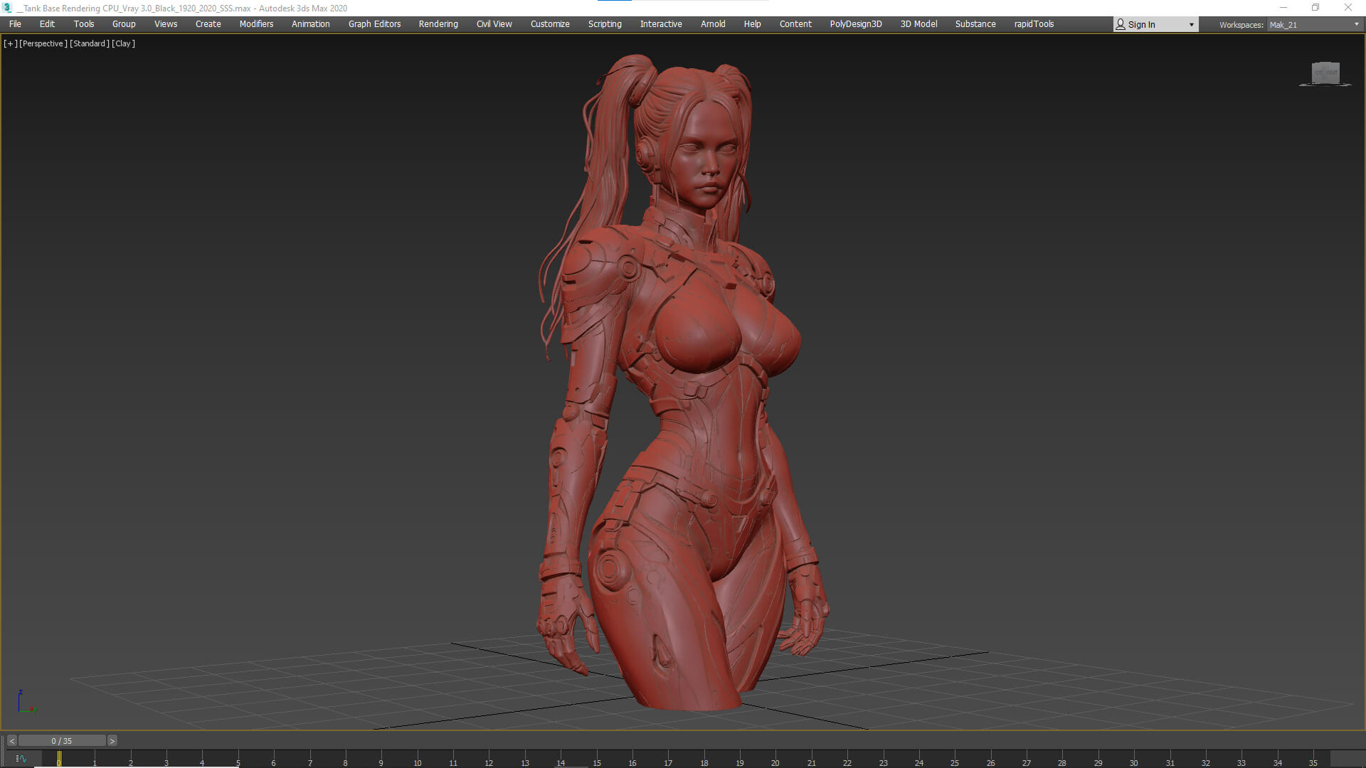 Pink Cyborg Female High-Detail 3D Model 3D Model
