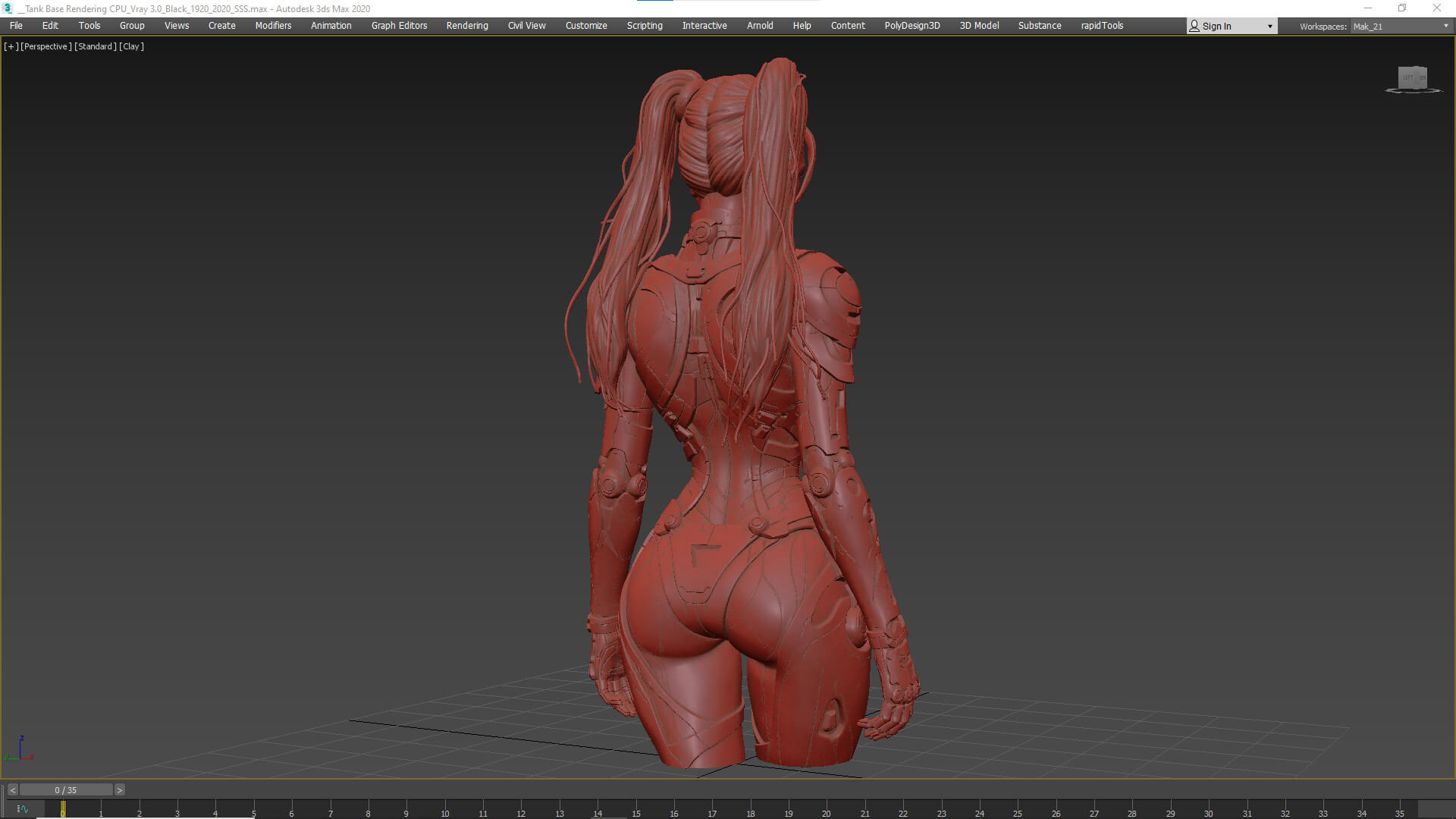 Pink Cyborg Female High-Detail 3D Model 3D Model