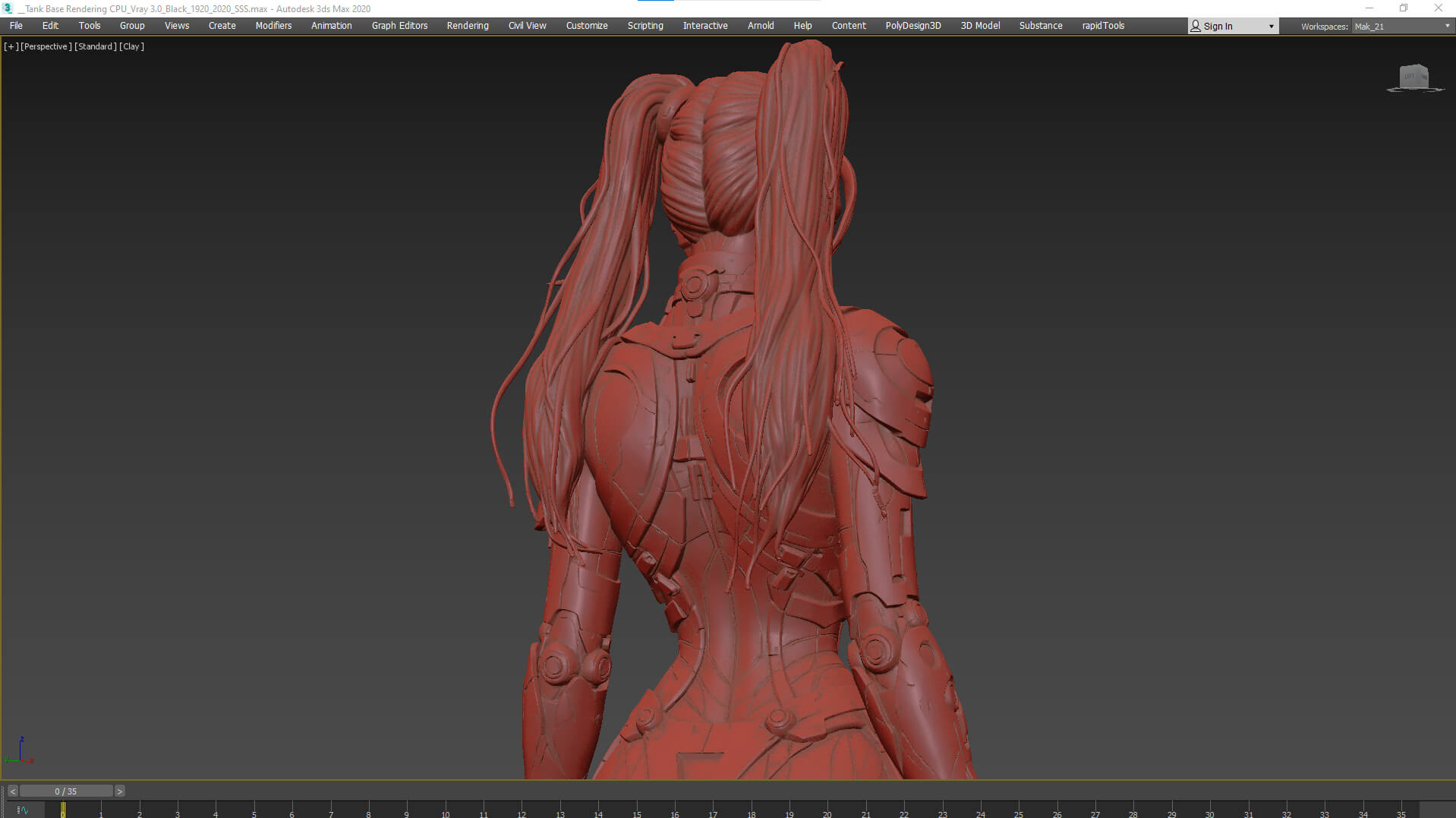 Pink Cyborg Female High-Detail 3D Model 3D Model