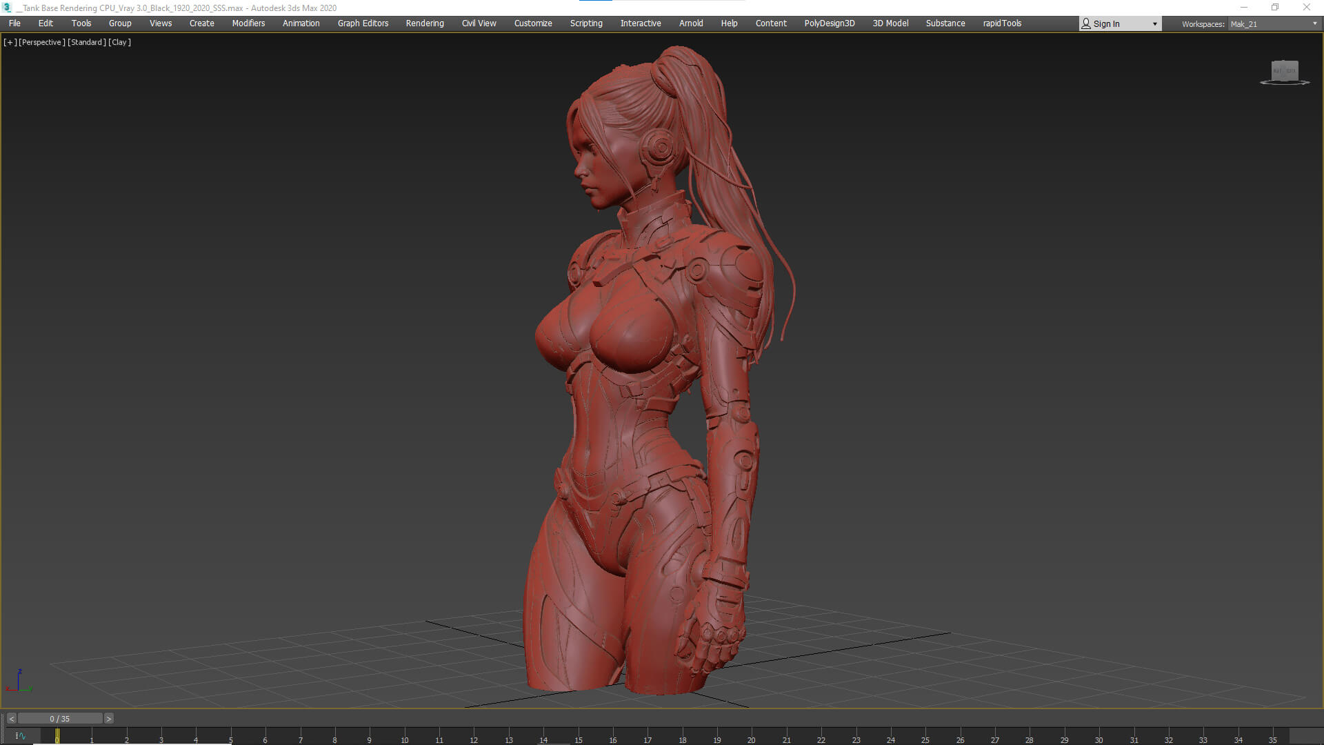 Pink Cyborg Female High-Detail 3D Model 3D Model