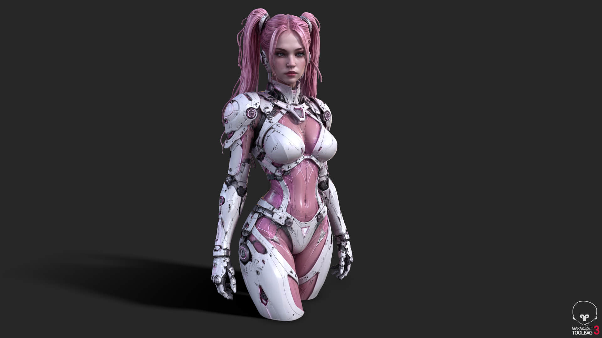 Pink Cyborg Female High-Detail 3D Model 3D Model
