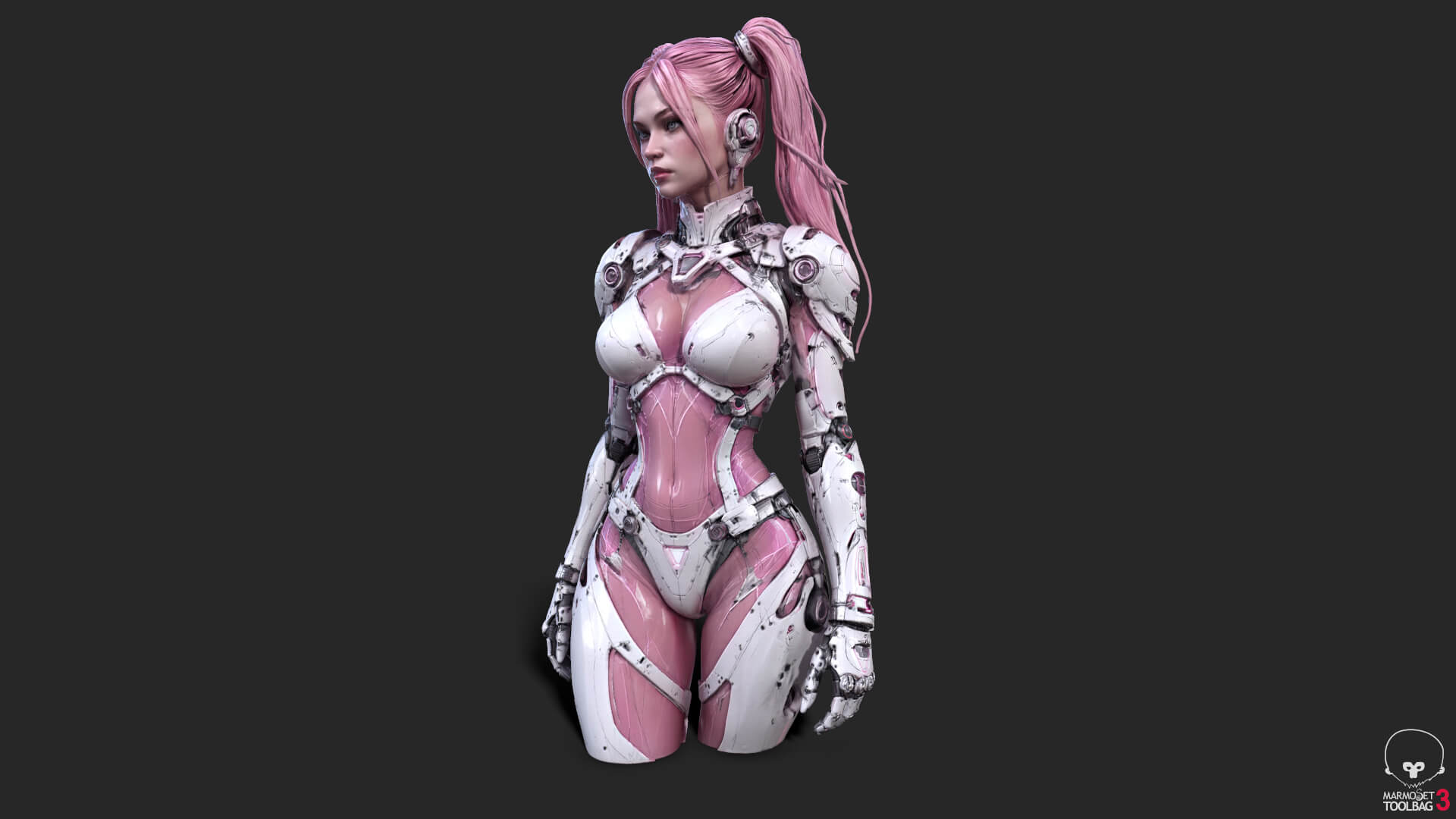 Pink Cyborg Female High-Detail 3D Model 3D Model