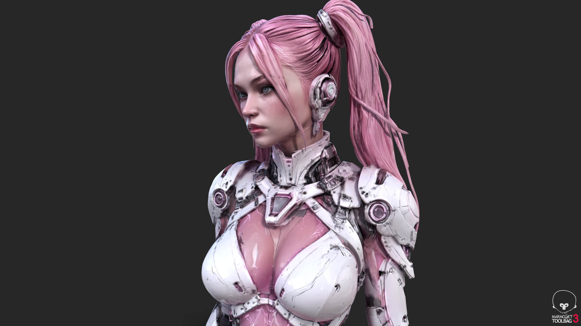 Pink Cyborg Female High-Detail 3D Model 3D Model