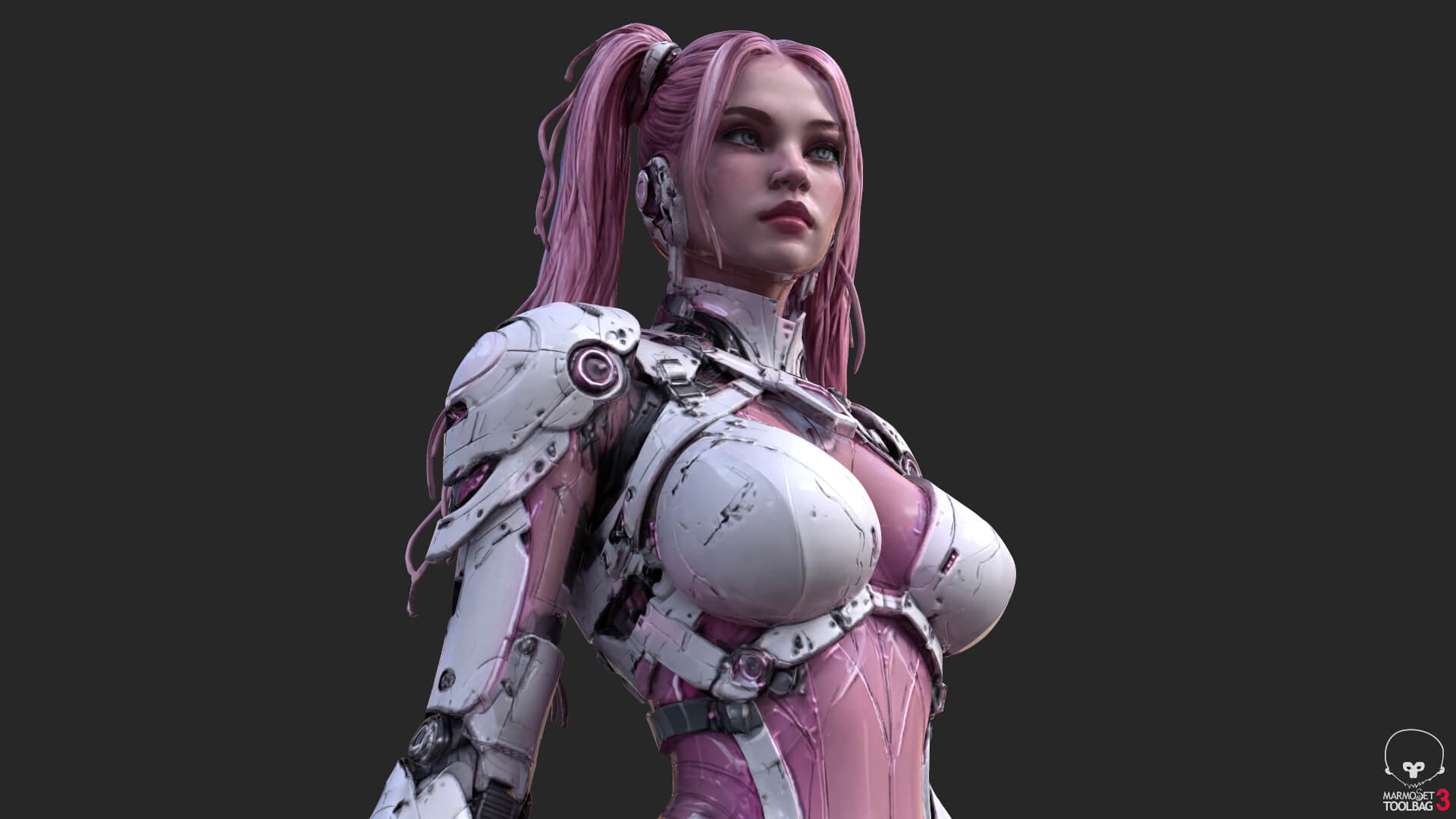 Pink Cyborg Female High-Detail 3D Model 3D Model