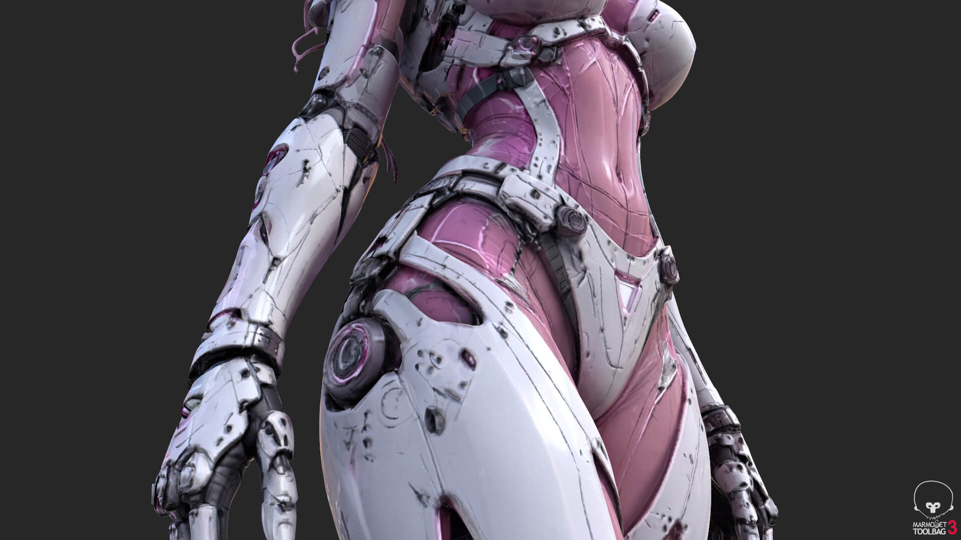 Pink Cyborg Female High-Detail 3D Model 3D Model