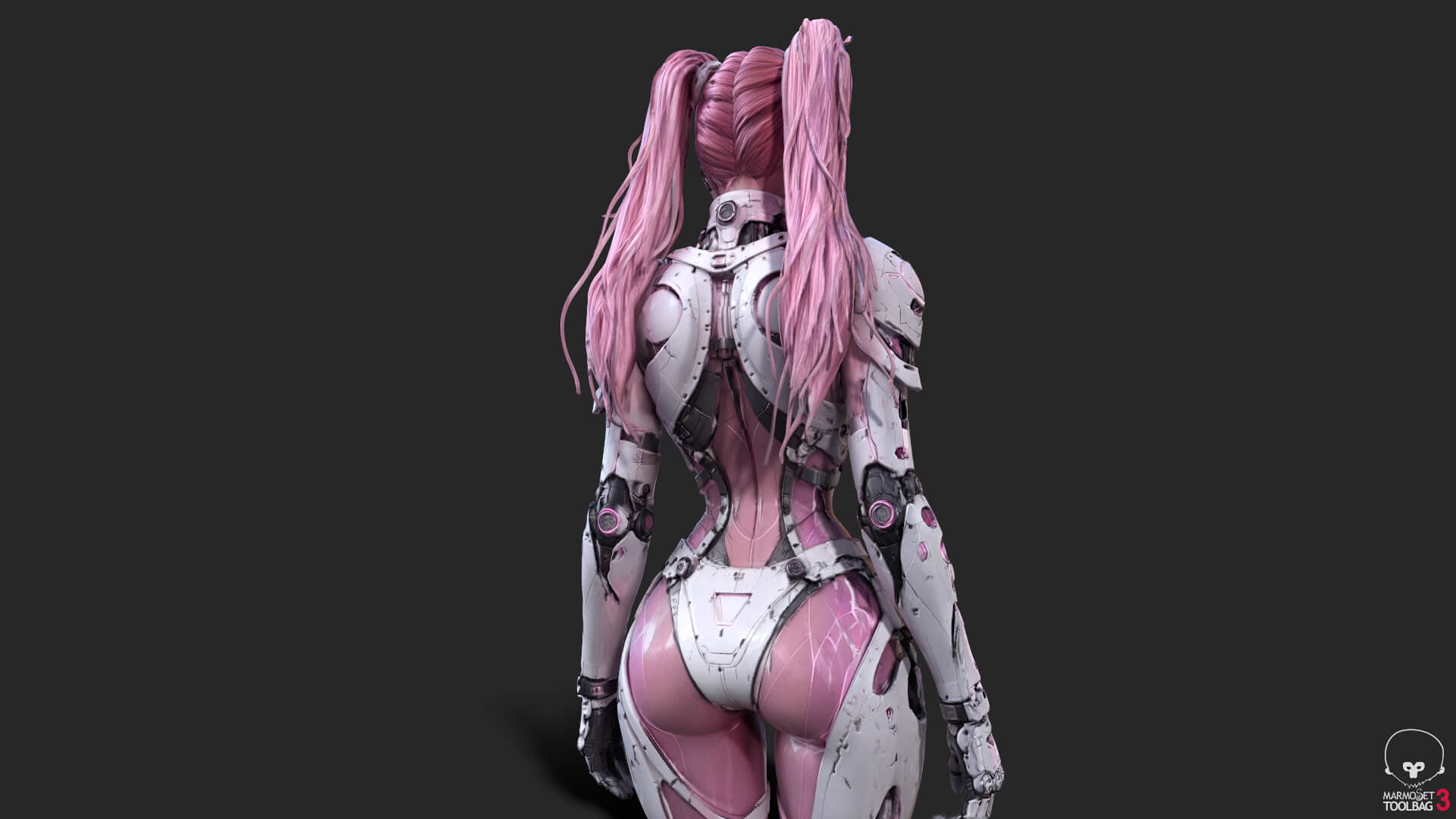 Pink Cyborg Female High-Detail 3D Model 3D Model