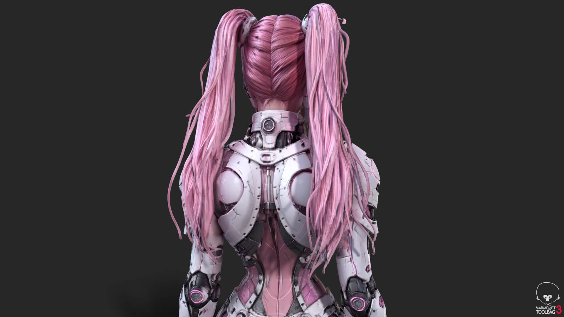 Pink Cyborg Female High-Detail 3D Model 3D Model