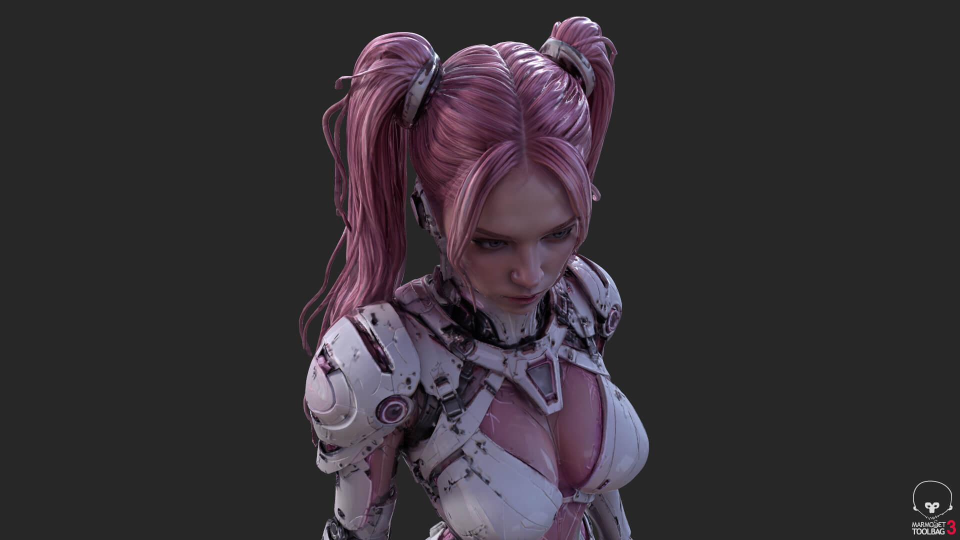 Pink Cyborg Female High-Detail 3D Model 3D Model