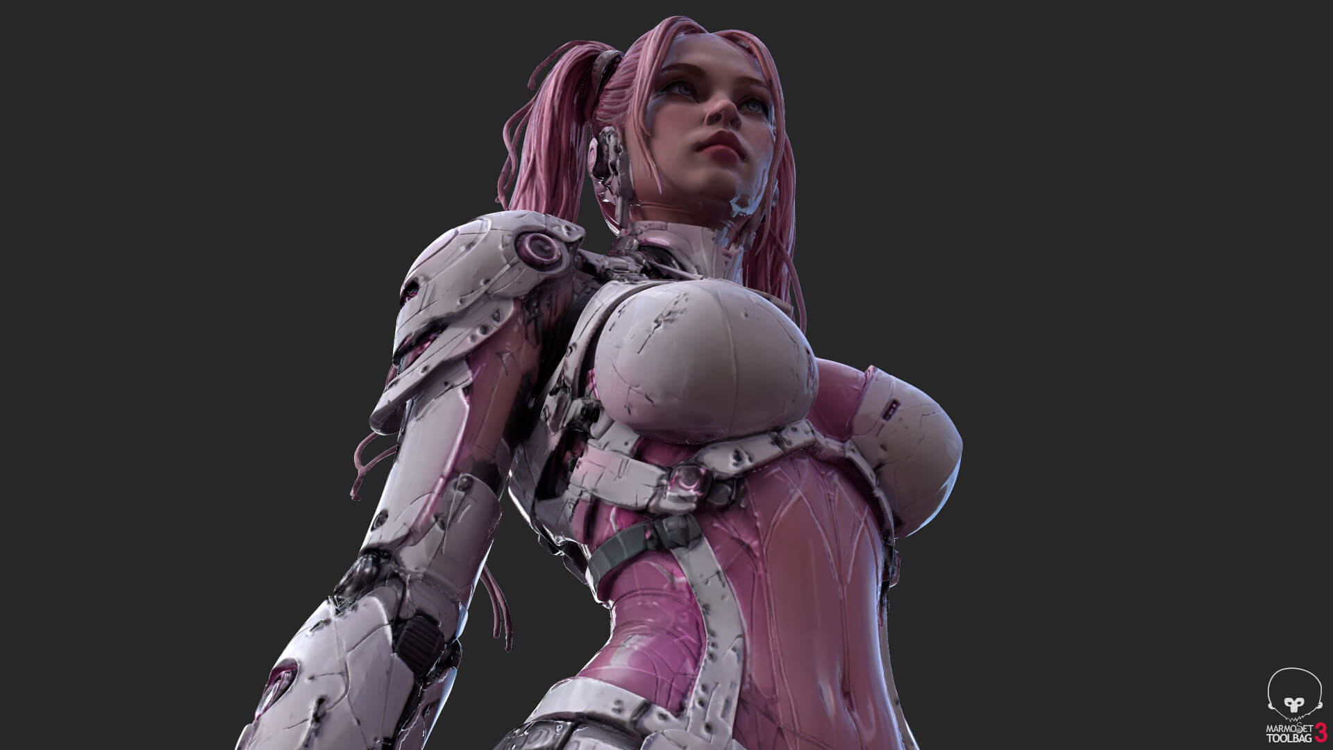 Pink Cyborg Female High-Detail 3D Model 3D Model