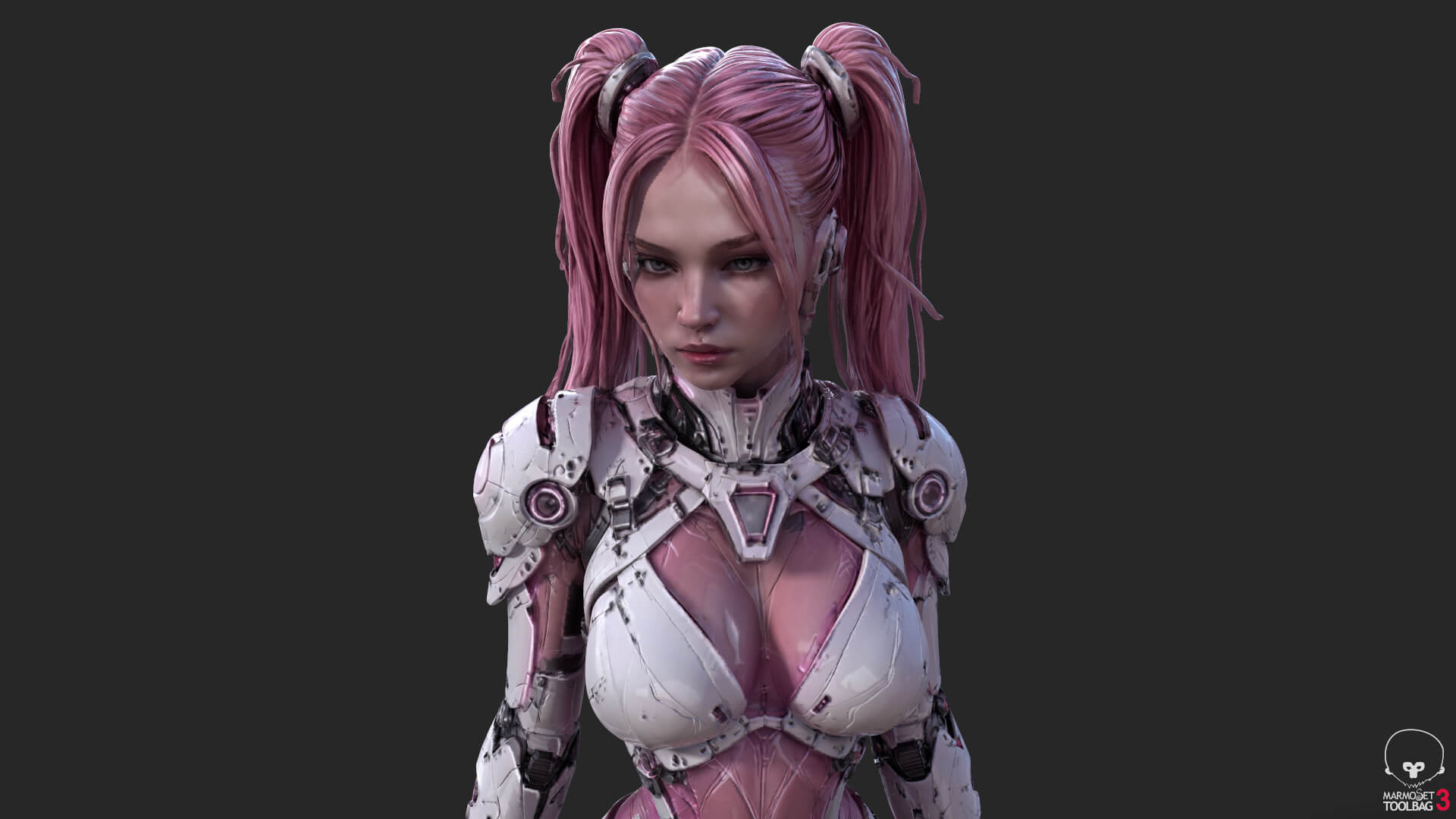 Pink Cyborg Female High-Detail 3D Model 3D Model