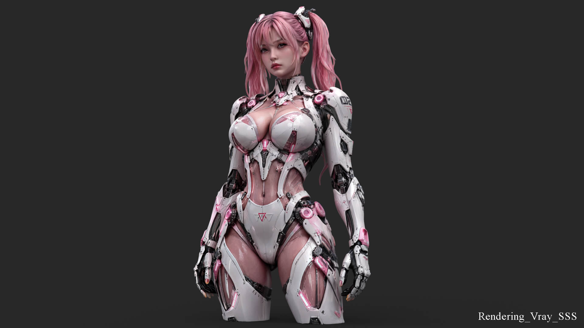 Pink Cyborg Girl High-Detail 3D Model 3D Model