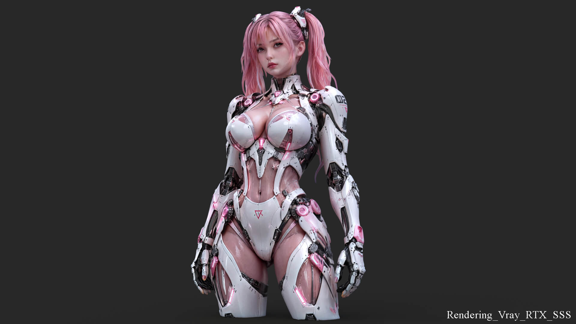 Pink Cyborg Girl High-Detail 3D Model 3D Model
