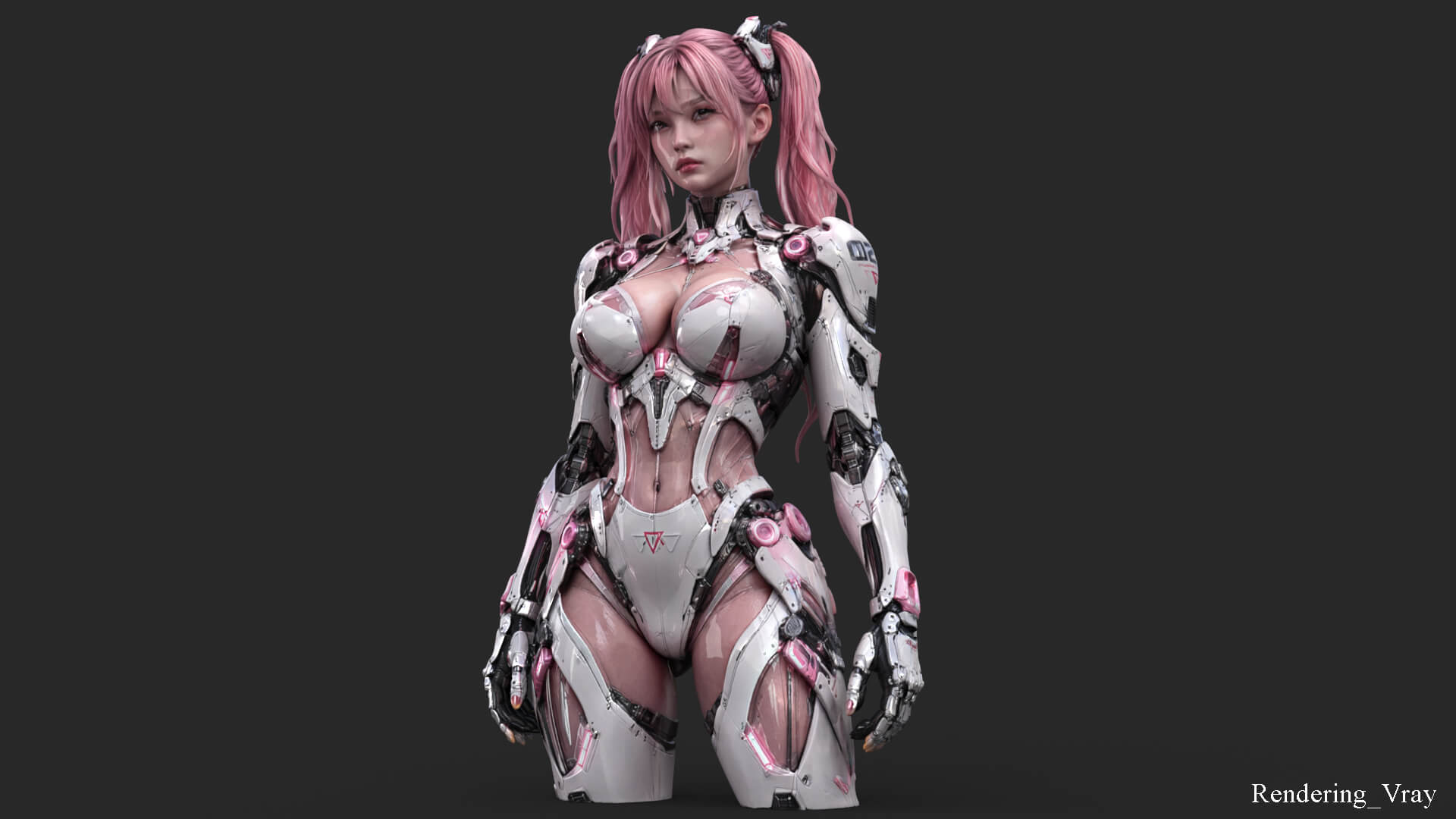 Pink Cyborg Girl High-Detail 3D Model 3D Model