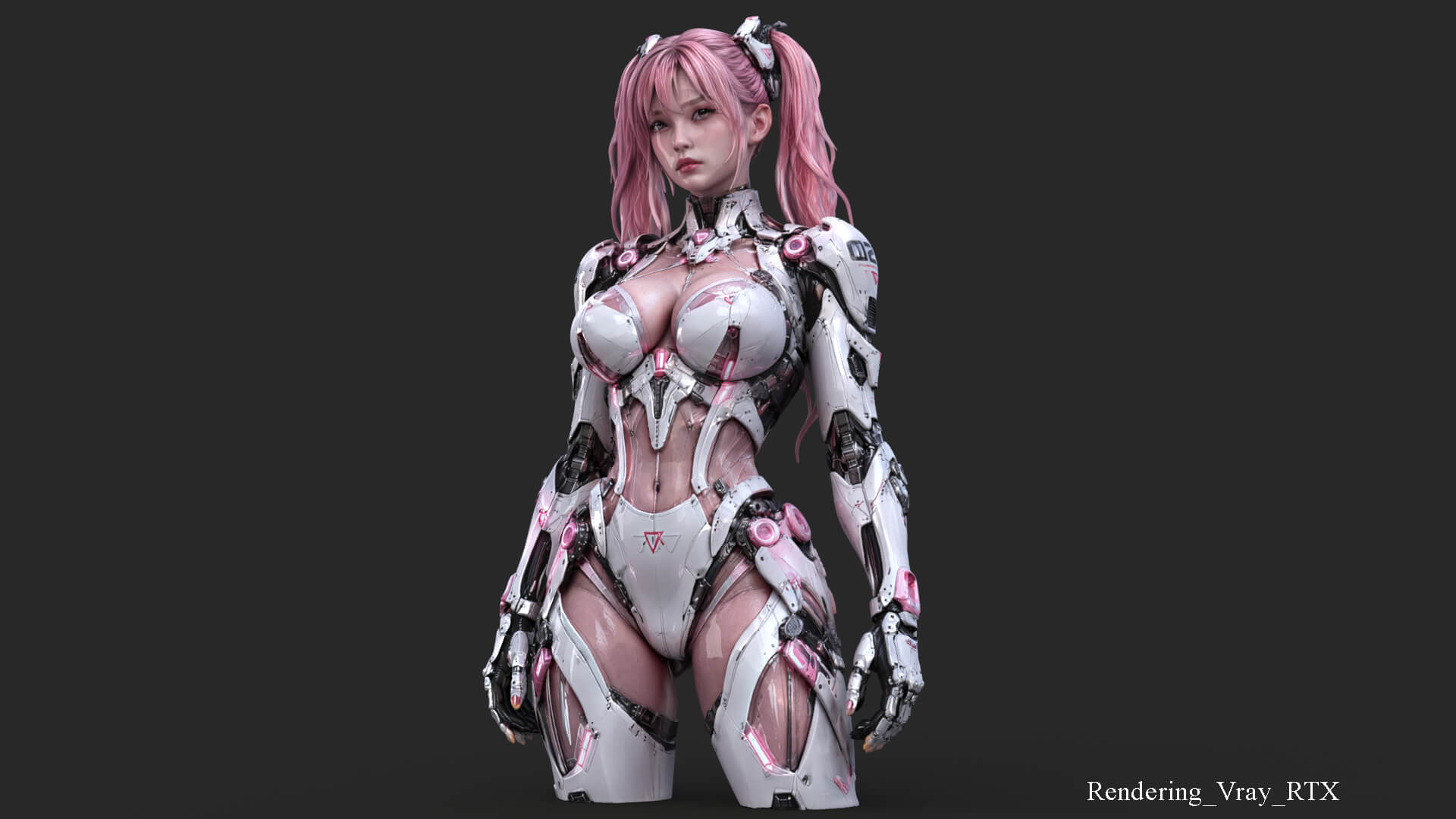 Pink Cyborg Girl High-Detail 3D Model 3D Model