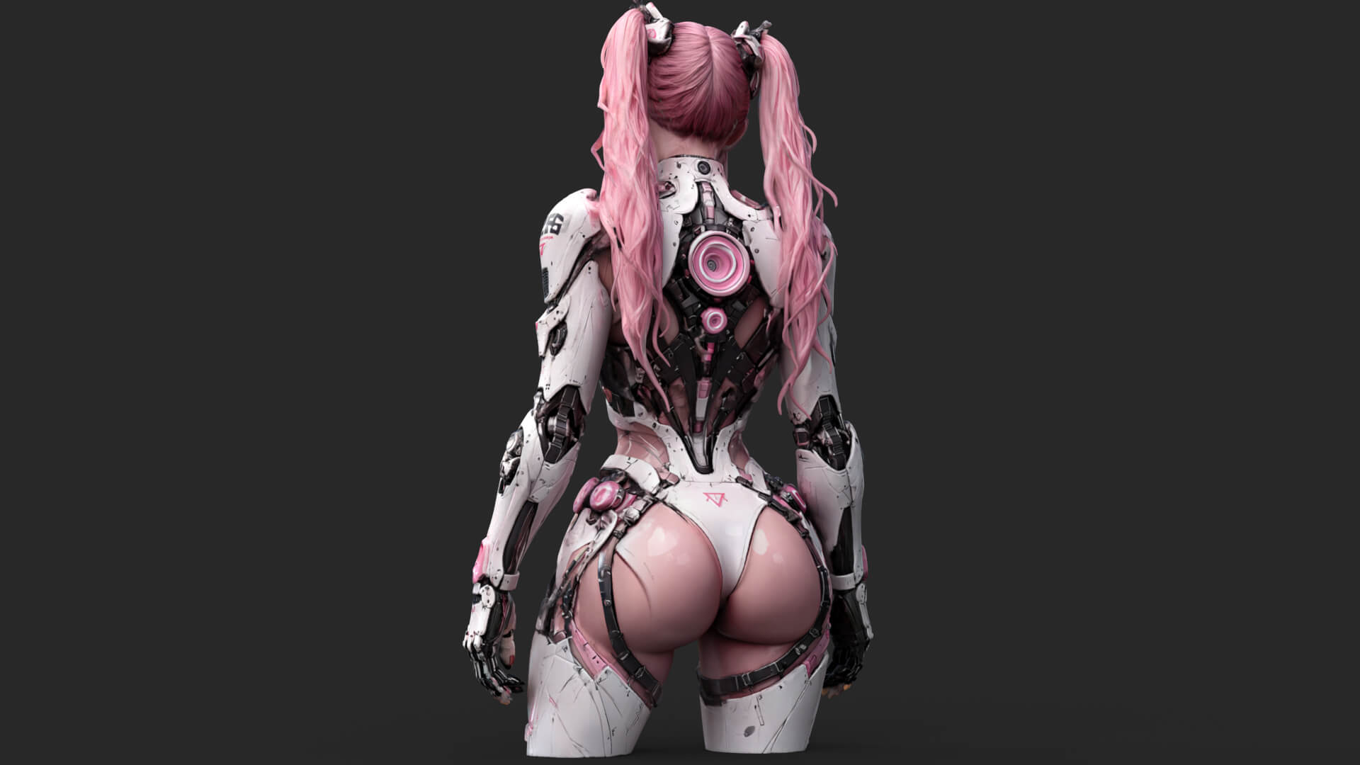 Pink Cyborg Girl High-Detail 3D Model 3D Model