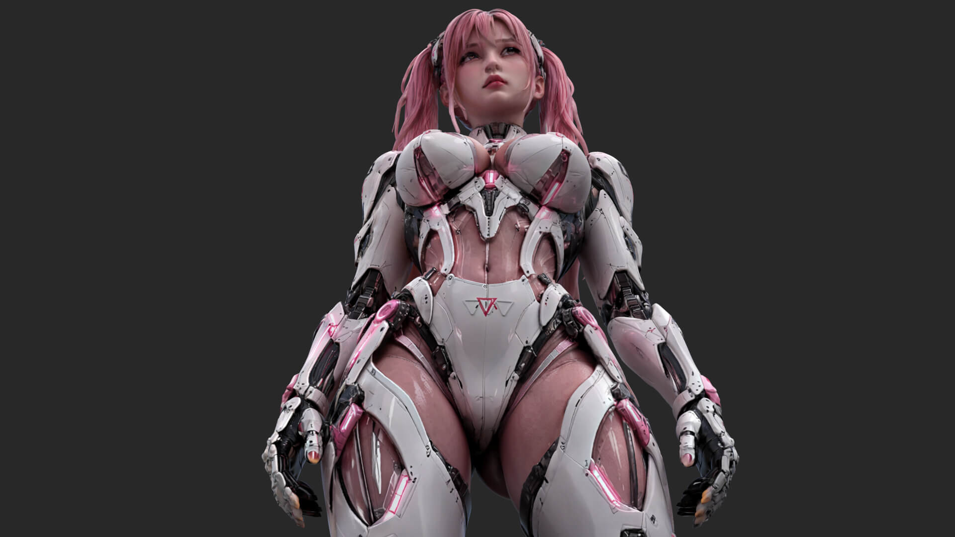 Pink Cyborg Girl High-Detail 3D Model 3D Model
