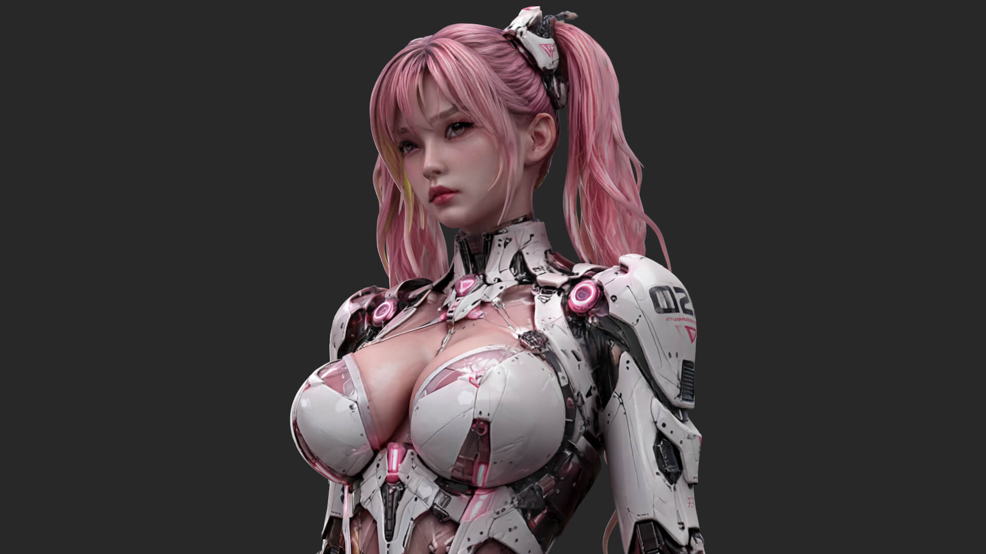 Pink Cyborg Girl High-Detail 3D Model 3D Model