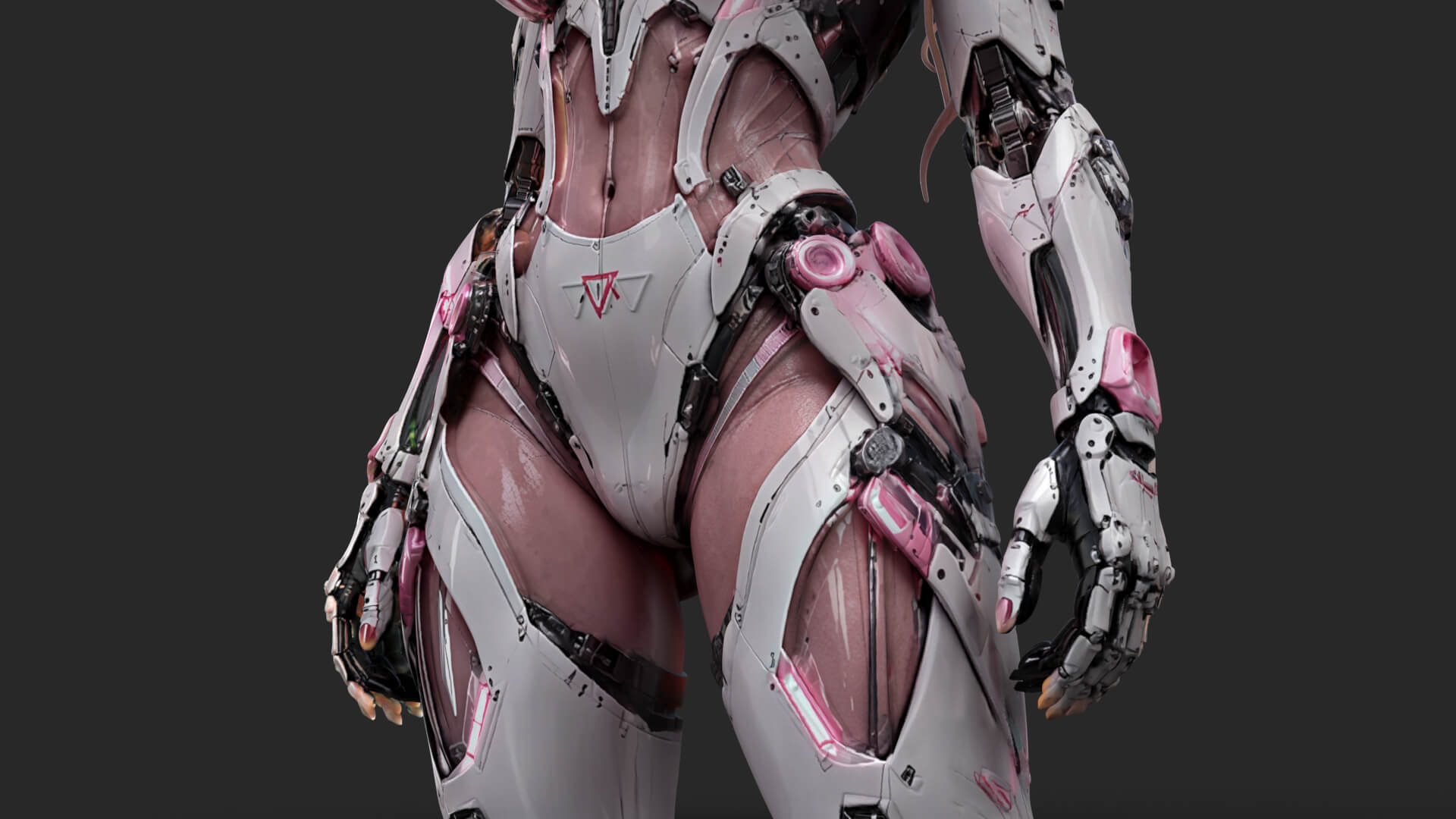 Pink Cyborg Girl High-Detail 3D Model 3D Model