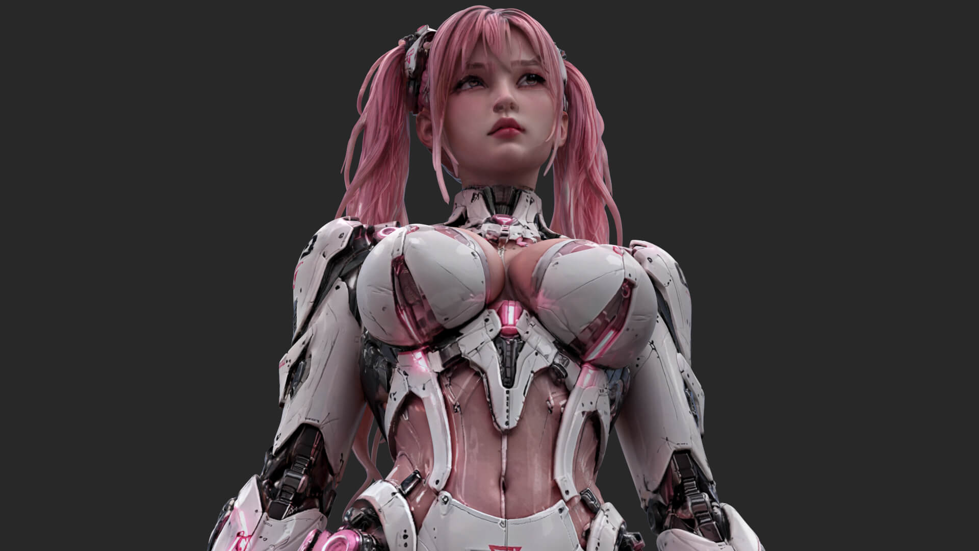 Pink Cyborg Girl High-Detail 3D Model 3D Model