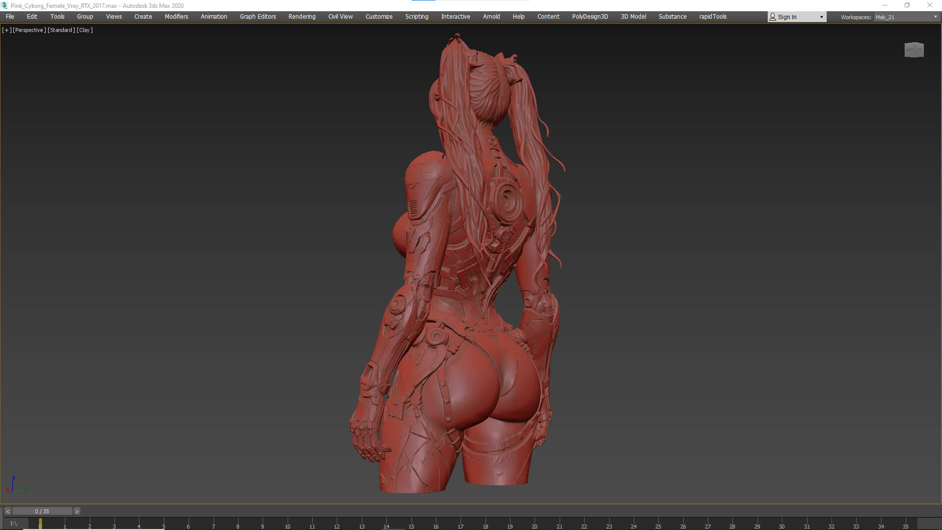 Pink Cyborg Girl High-Detail 3D Model 3D Model